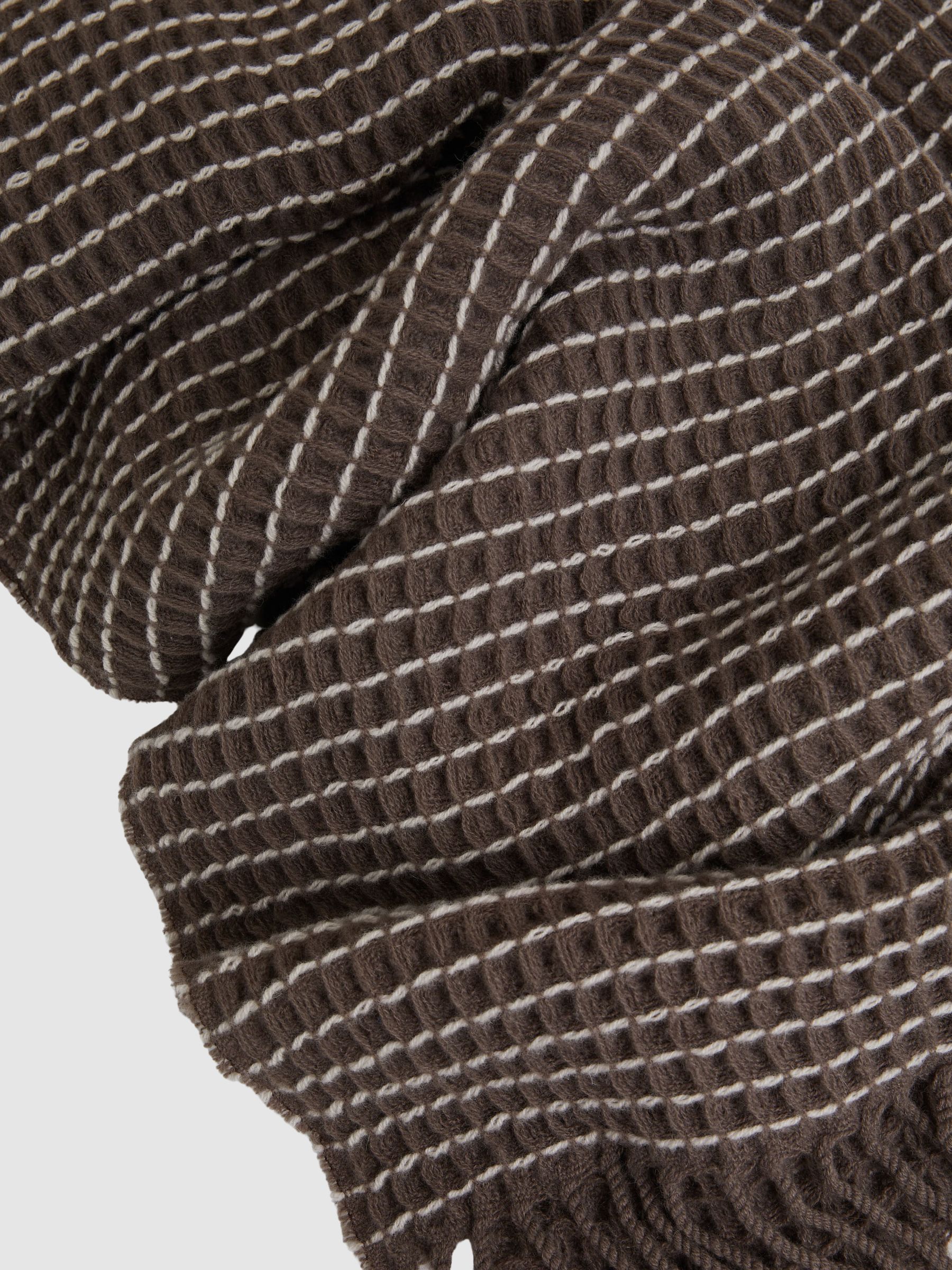 Wool Waffle Scarf in Taupe - Image 4 of 5