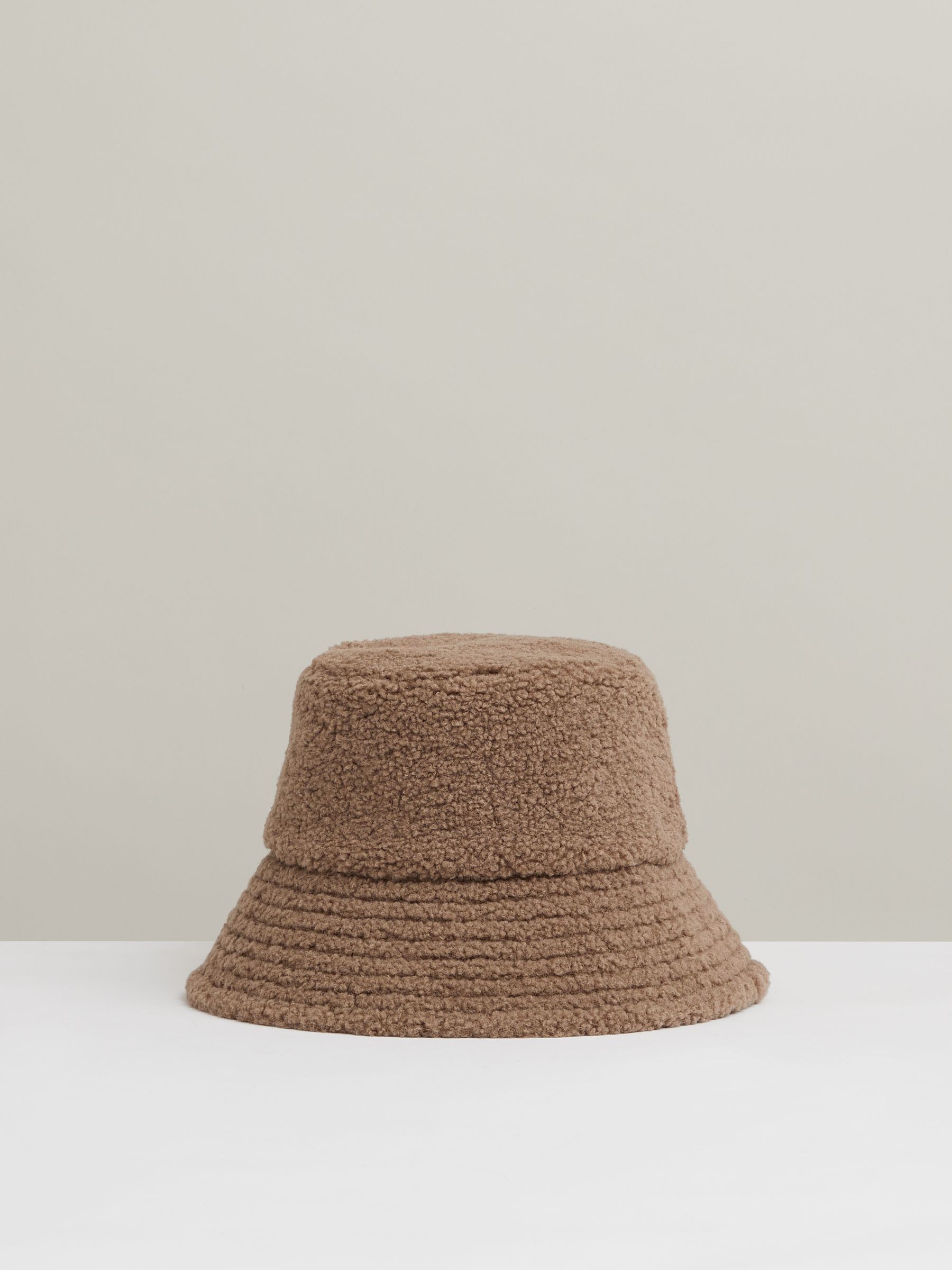 Reversible Fleece and Twill Bucket Hat in Taupe - Image 3 of 4