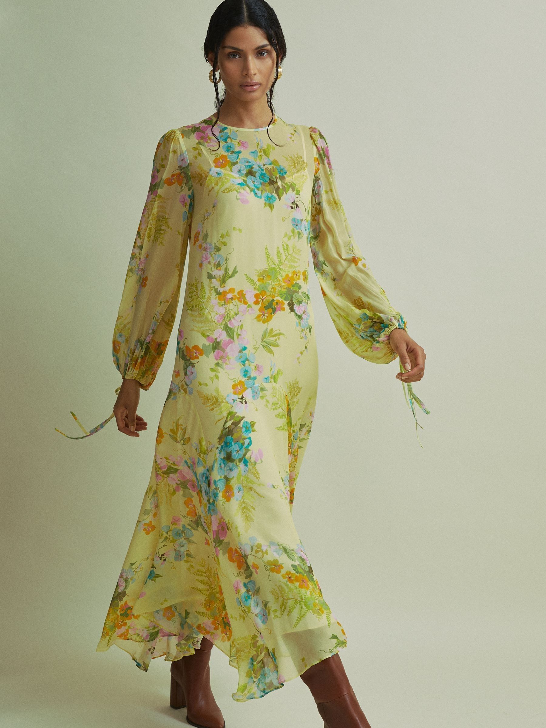 Florere Asymmetric Midi Dress in Pale Green - Image 3 of 7