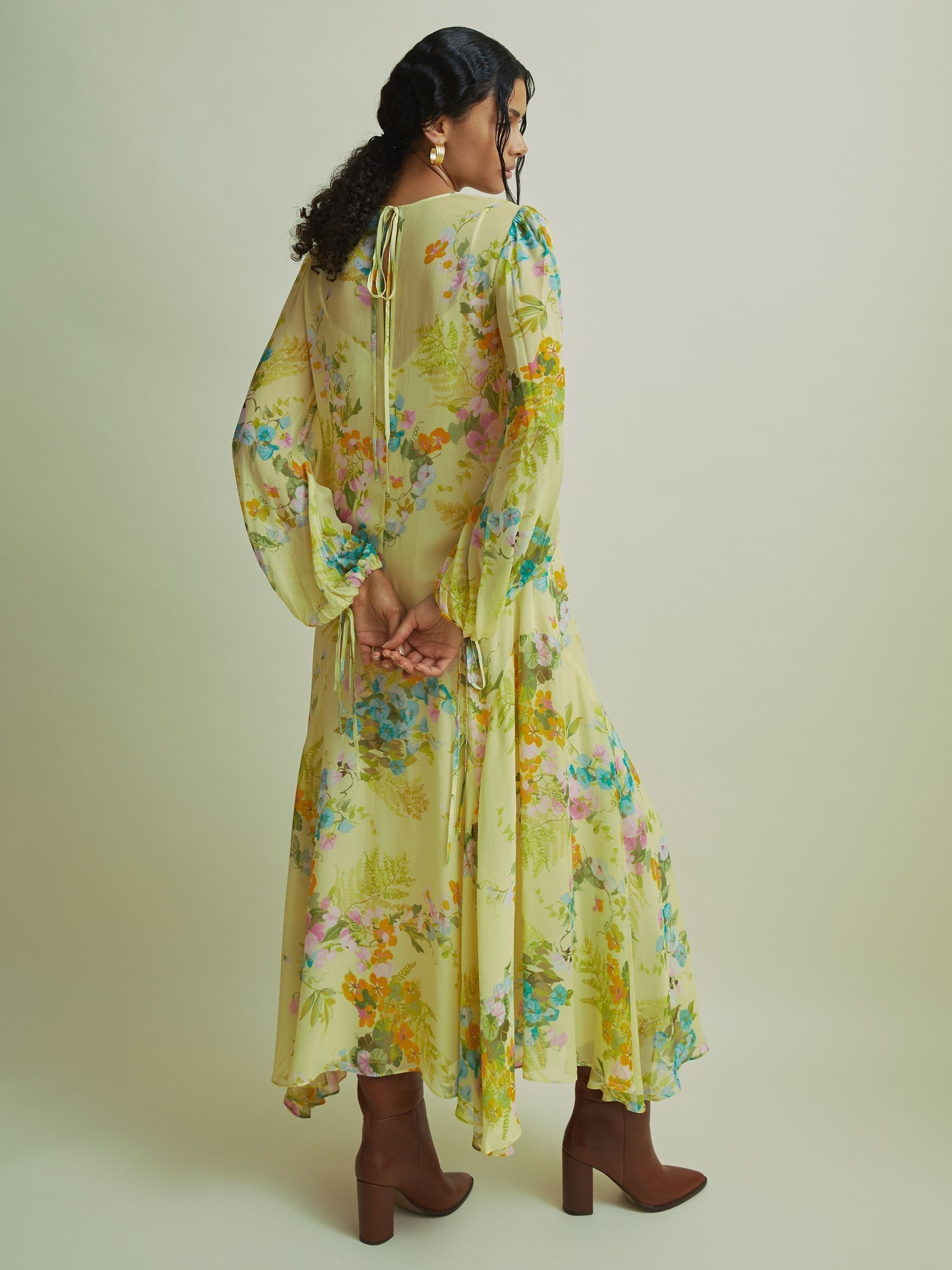Florere Asymmetric Midi Dress in Pale Green - Image 4 of 7