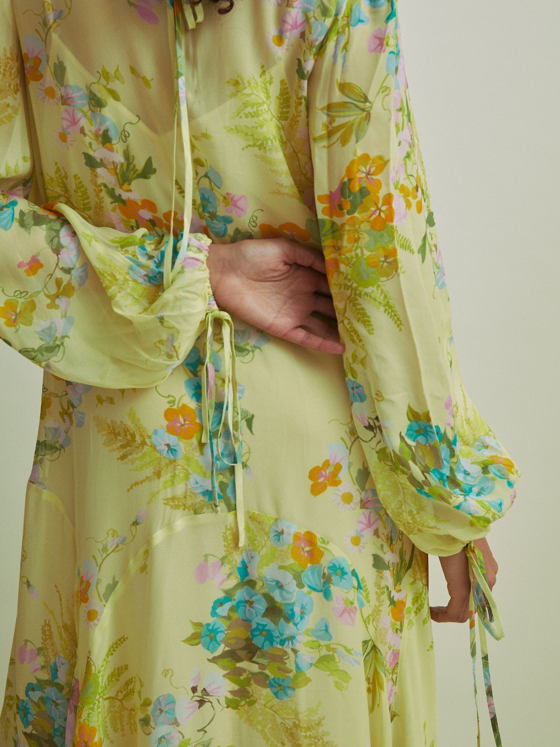Florere Asymmetric Midi Dress in Pale Green - Image 5 of 7