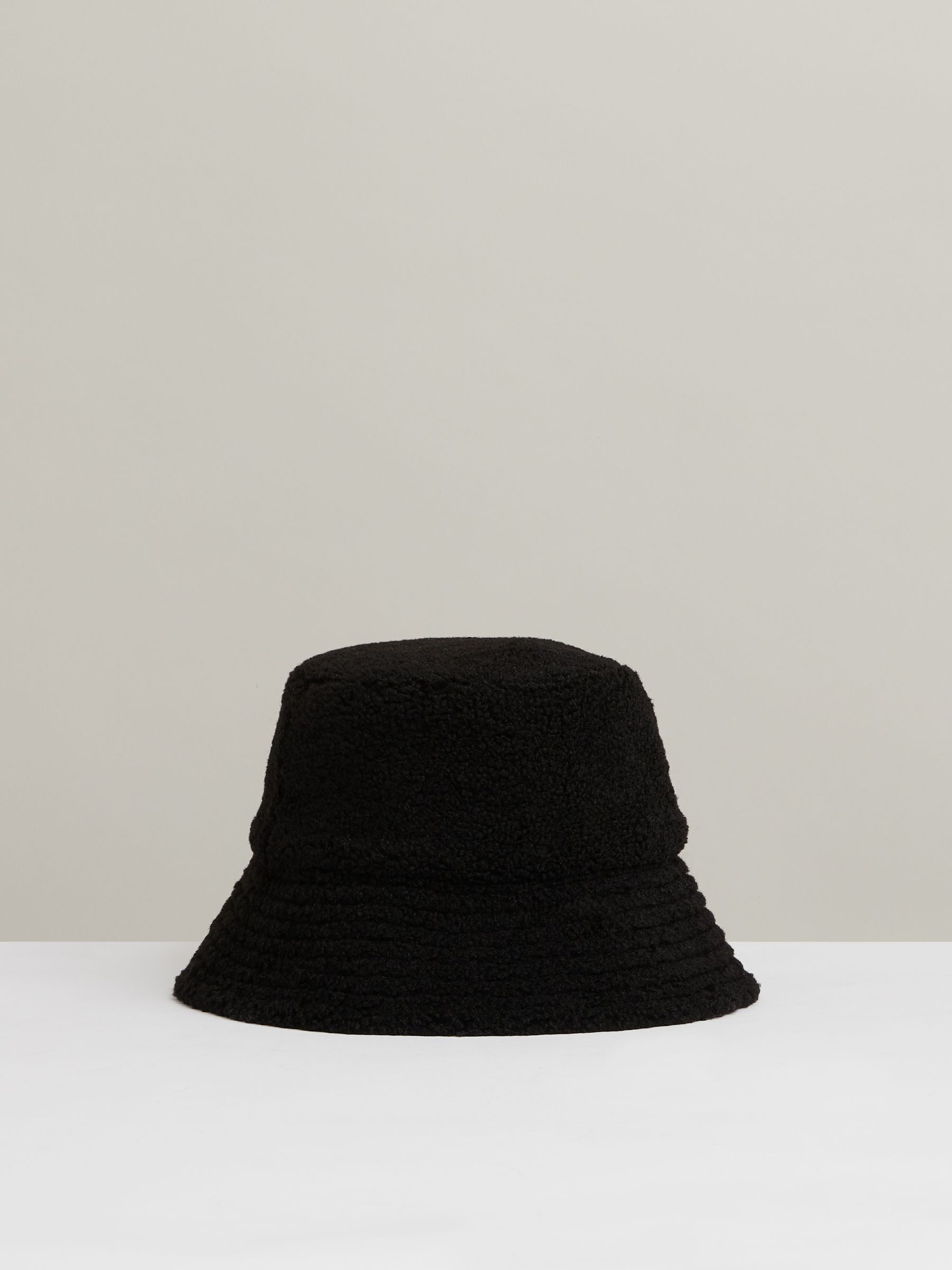 Reversible Fleece and Twill Bucket Hat in Black - Image 3 of 4