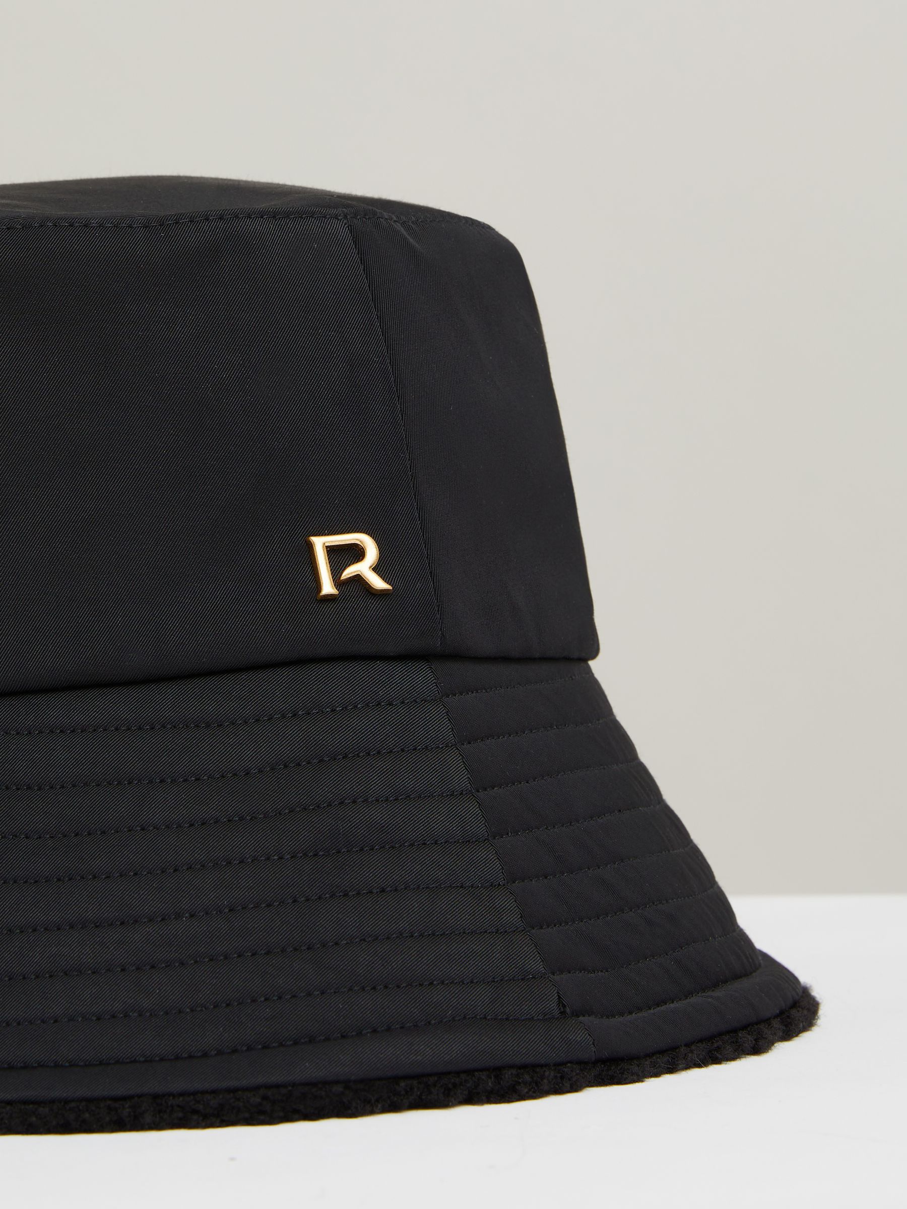 Reversible Fleece and Twill Bucket Hat in Black - Image 4 of 4