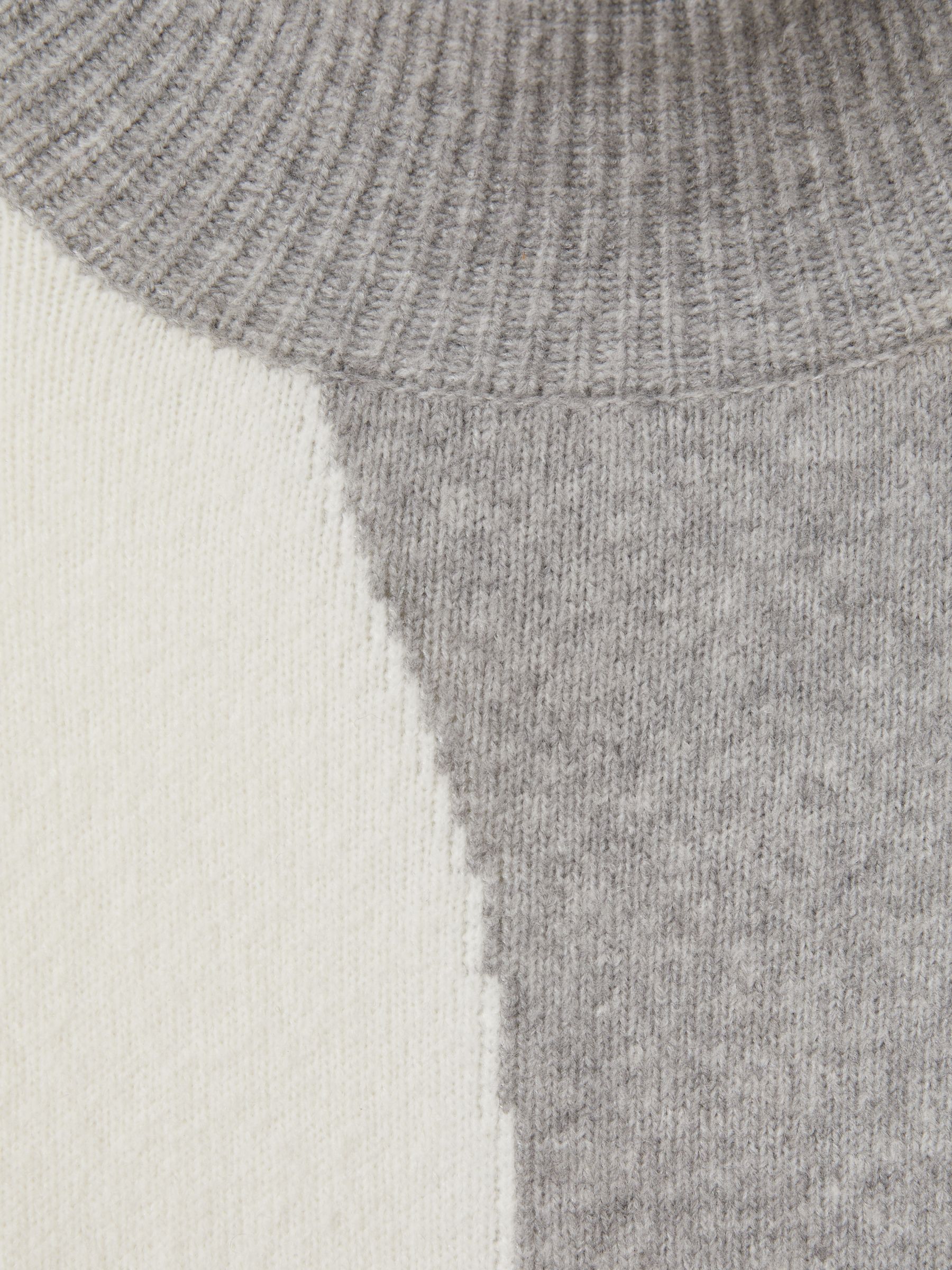 Colourblock Roll Neck Jumper in Ivory/Grey - Image 6 of 6