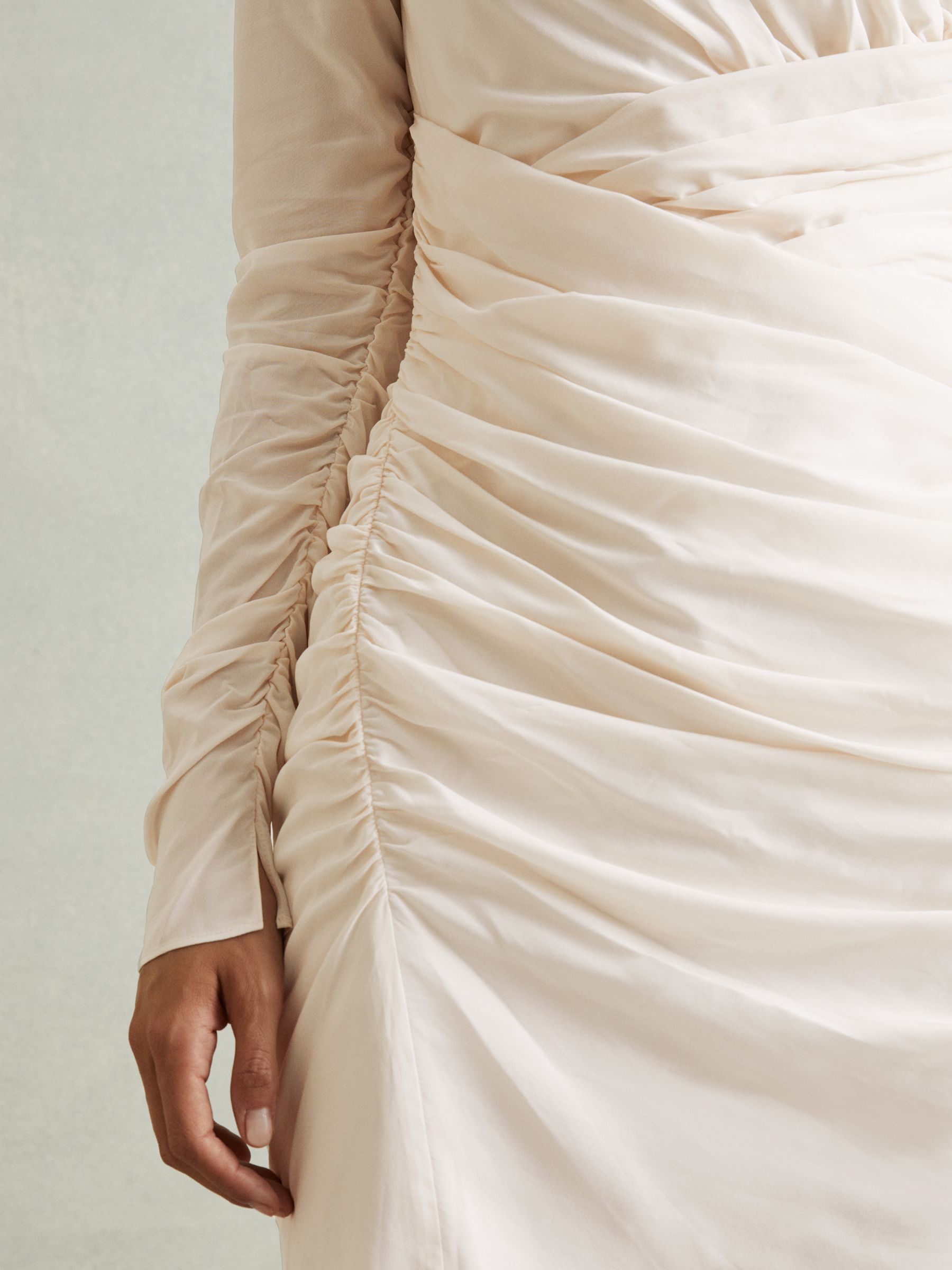 Kitty Pale Pink Ruched Mini Dress - Image 4 of 6