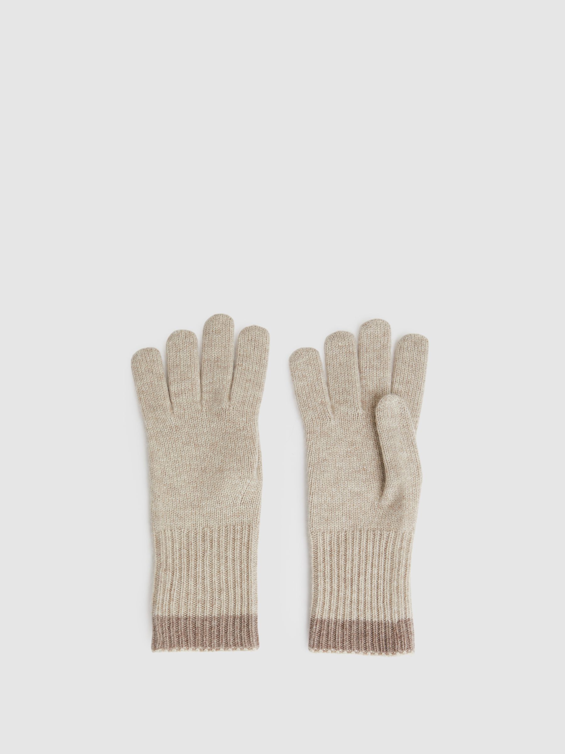 Wool Blend Tipped Gloves in Taupe - Image 1 of 3