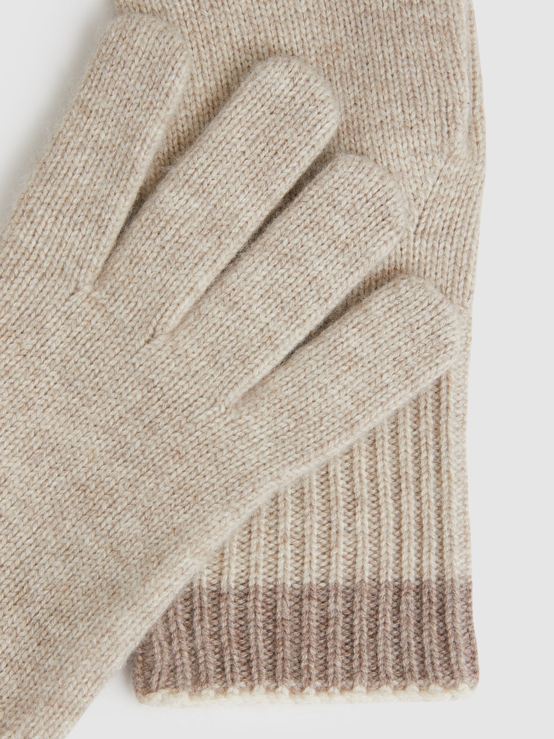 Wool-Blend Tipped Gloves With Cashmere in Taupe - image 2