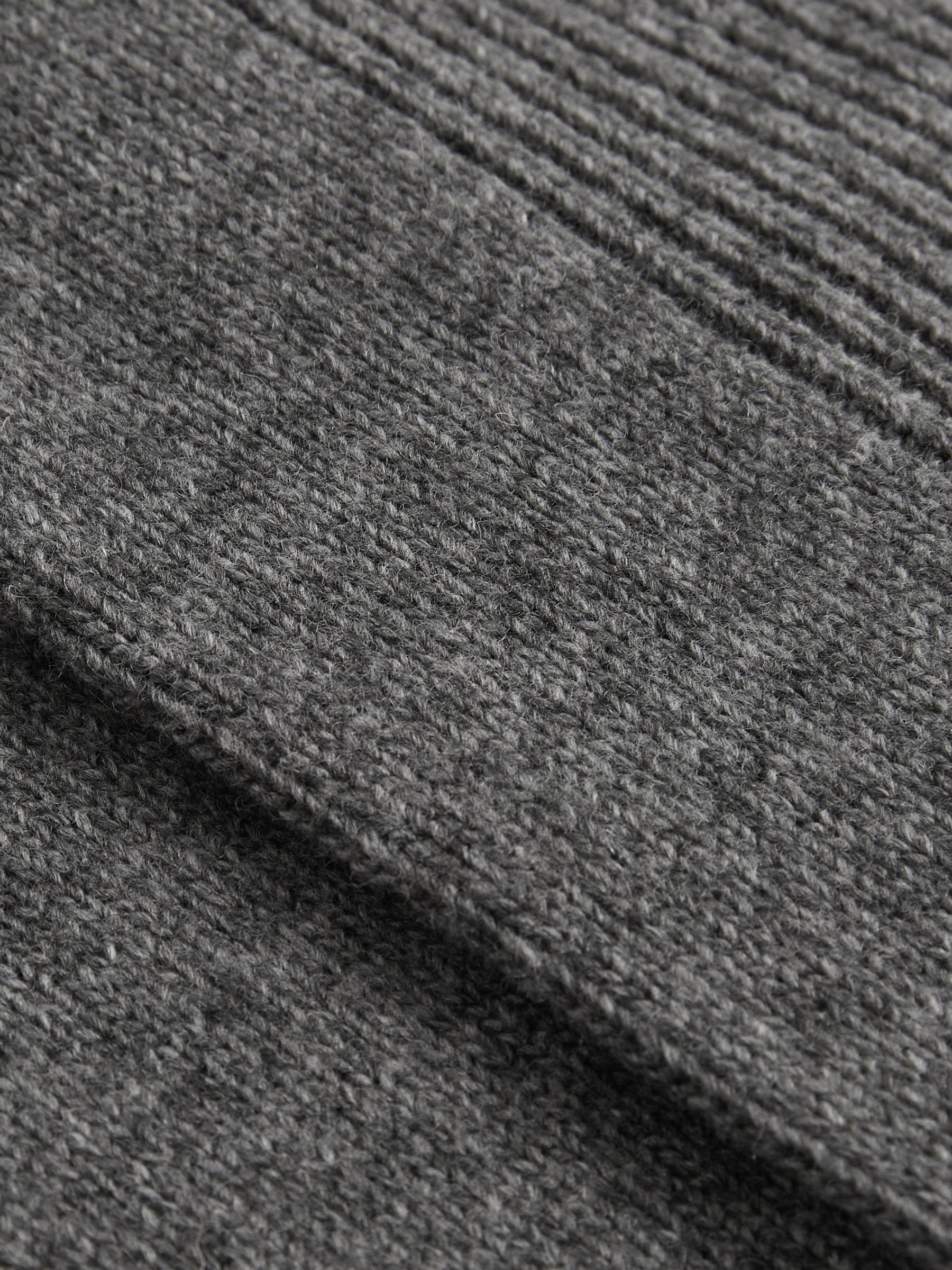 Wool-Cashmere Blend Ribbed Socks in Mid Grey/Oatmeal - Image 3 of 3