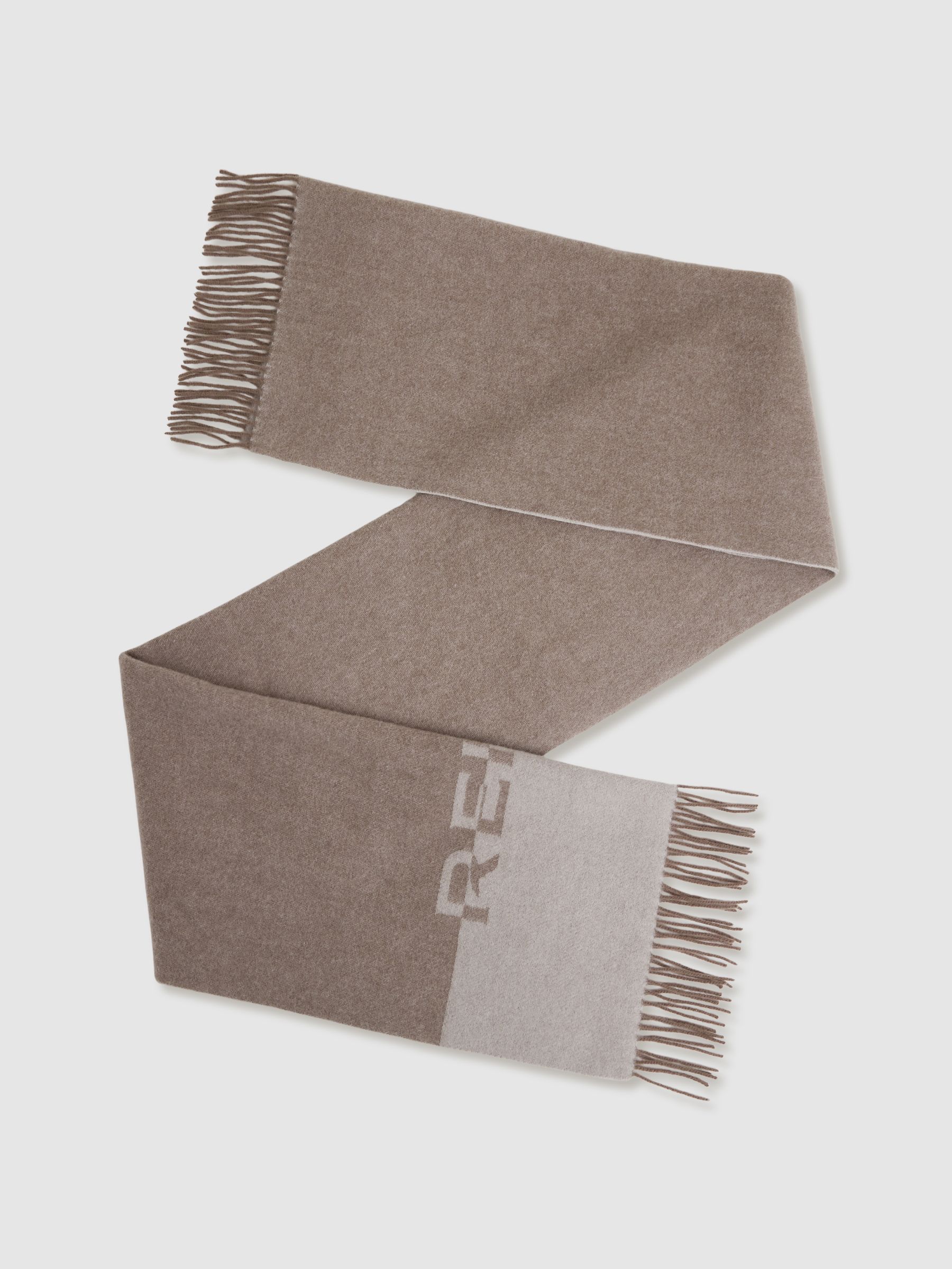 Wool Logo-Jacquard Scarf in Taupe - Image 1 of 5
