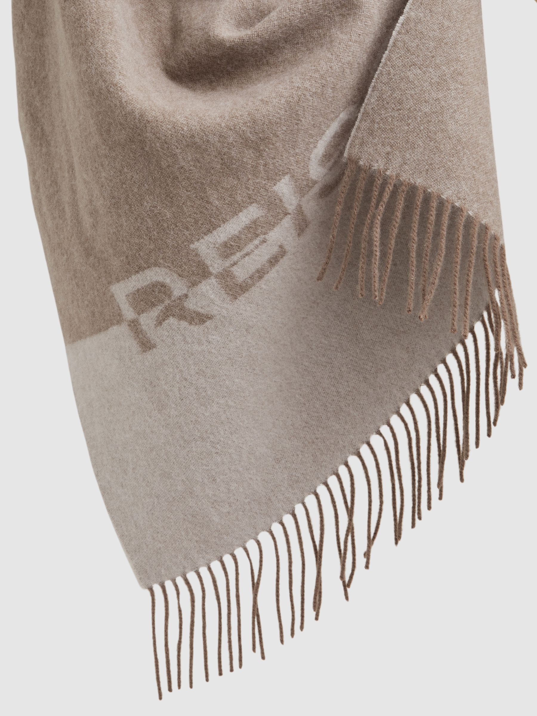 Wool Logo-Jacquard Scarf in Taupe - Image 5 of 5