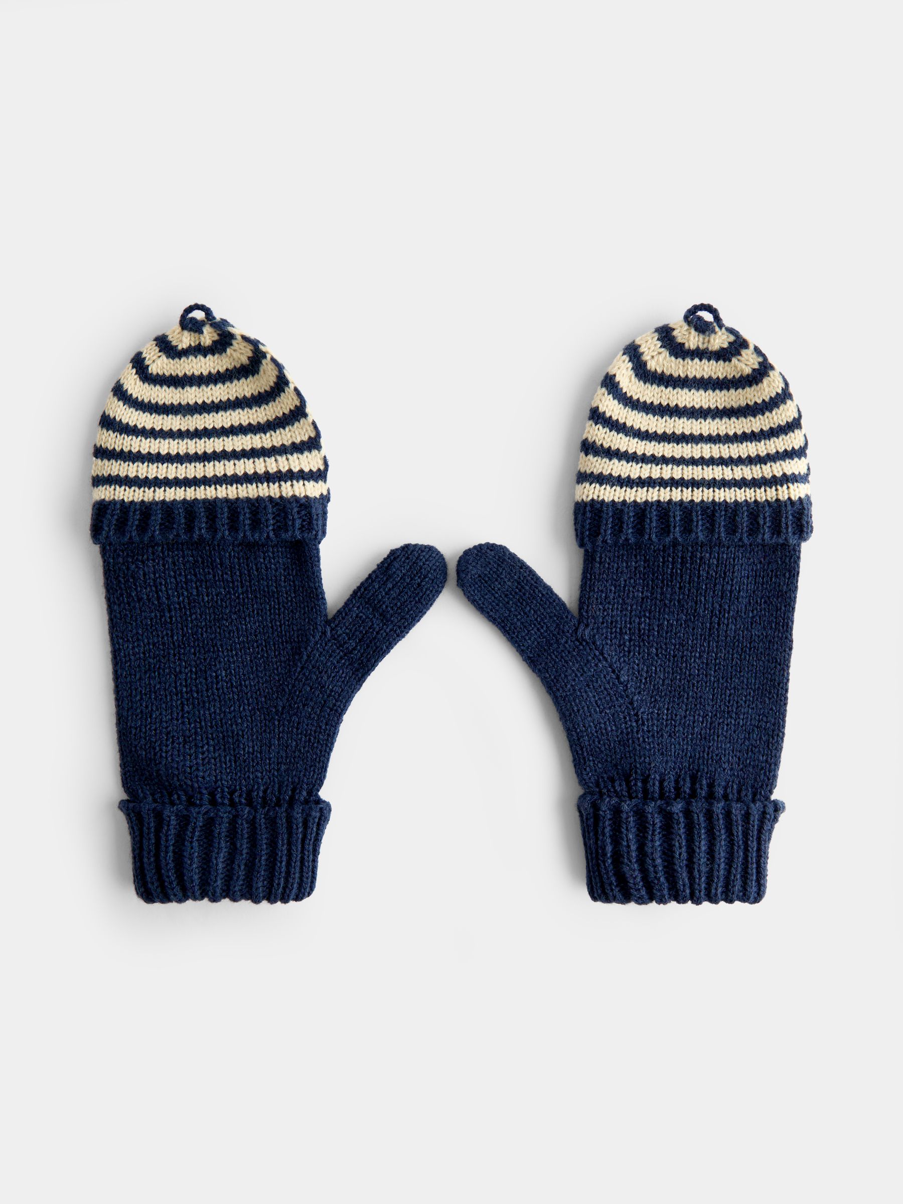 Navy Stripe Knitted Mittens - Image 2 of 4 Navy Stripe Knitted Mittens - Image 2 of 4