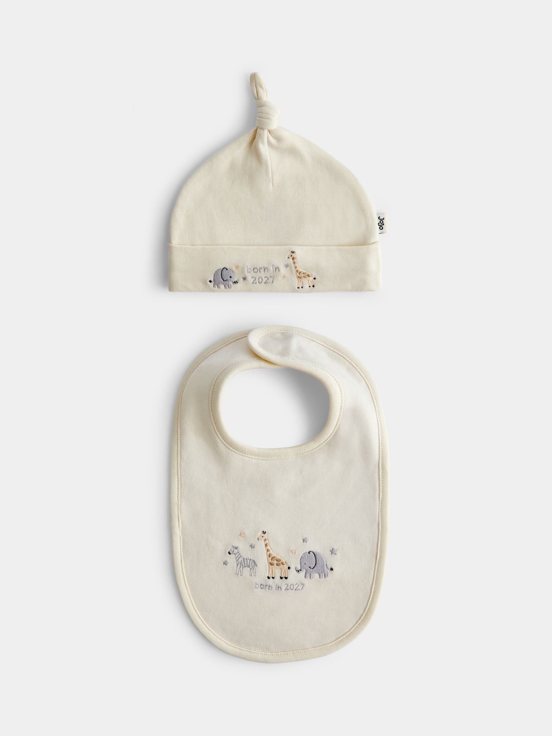 Cream Safari Born in 2027 Hat & Bib Set - Image 1 of 7