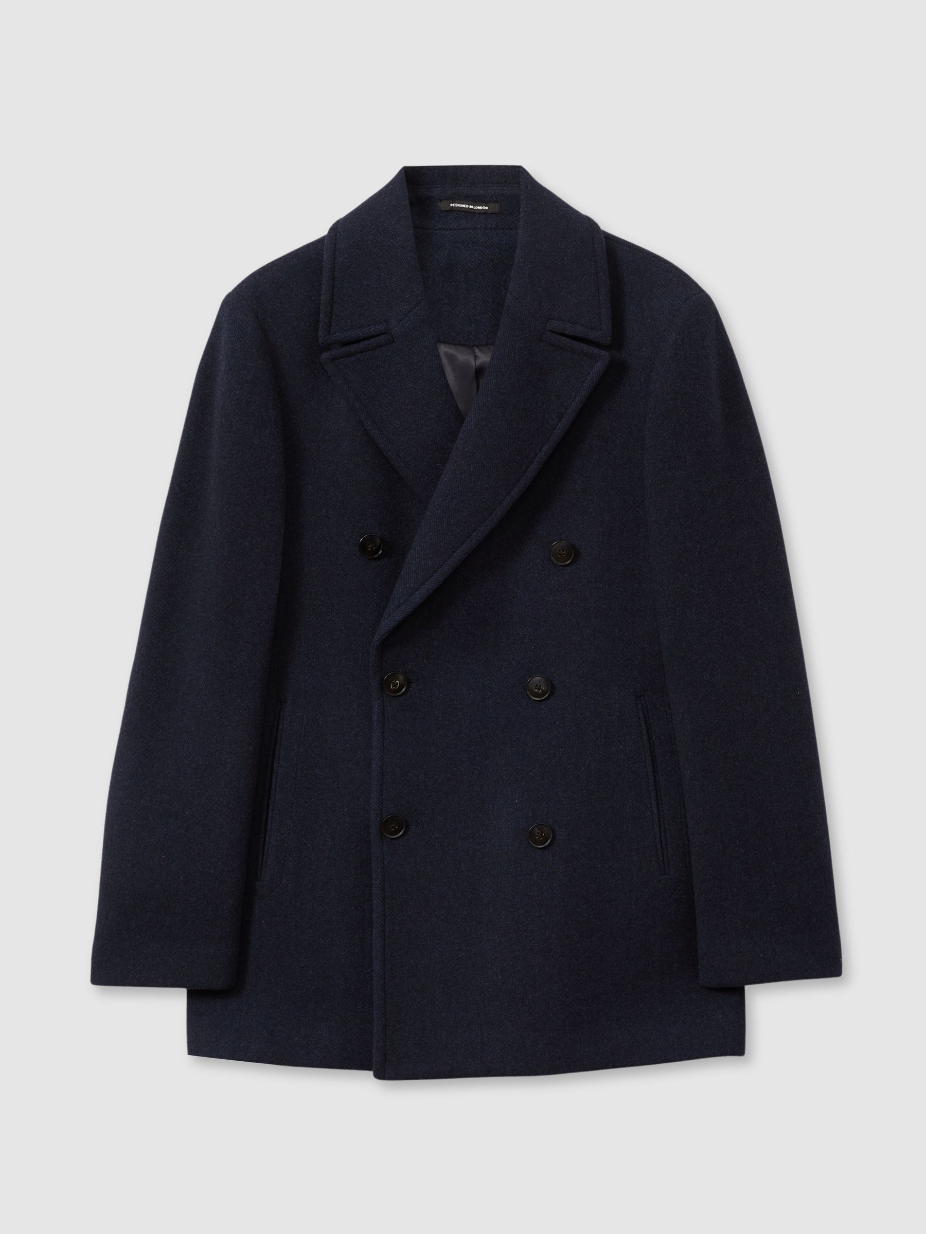 wool blend double breasted peacoat