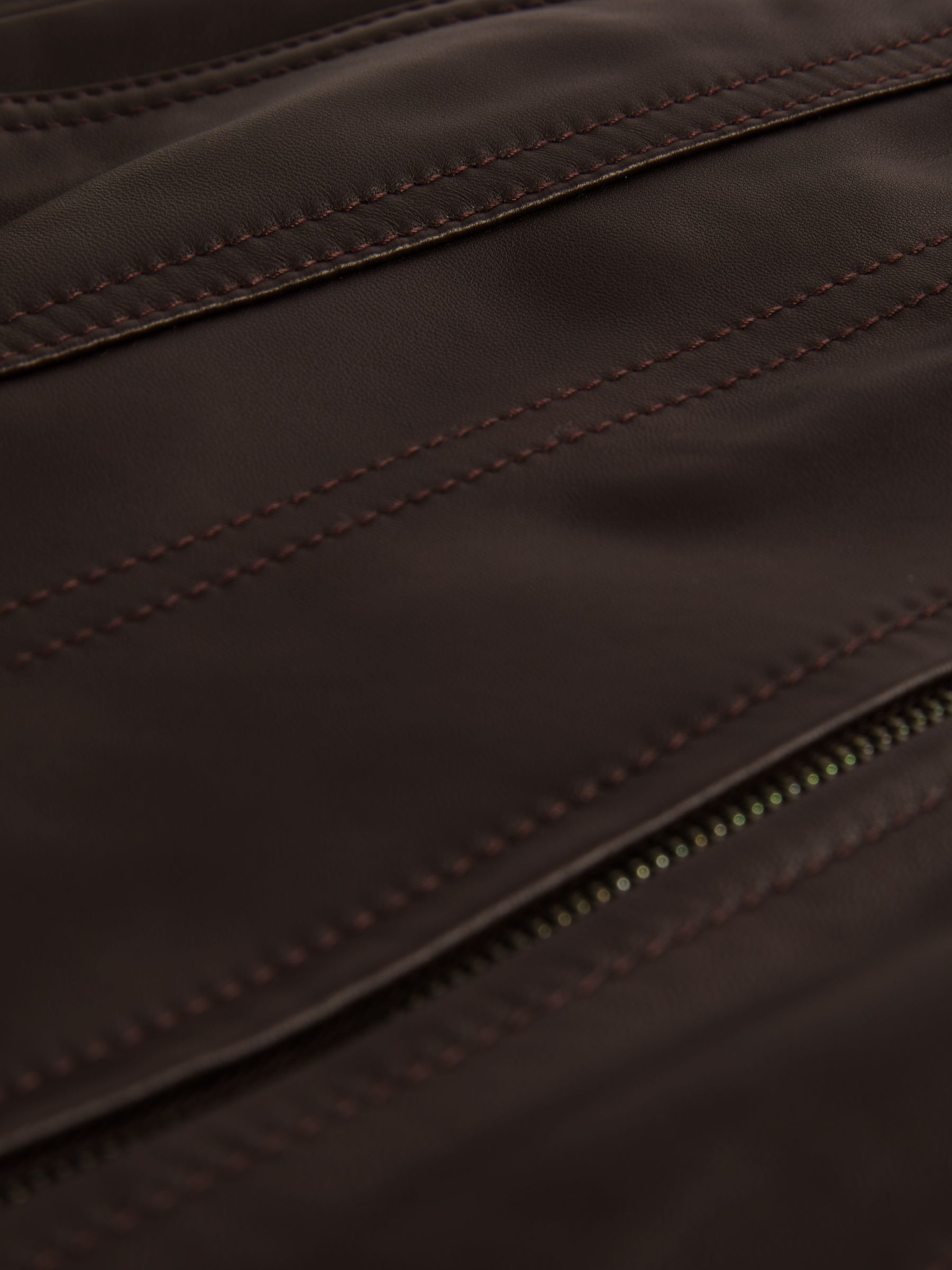 Leather Zip-Front Mini Skirt in Burgundy - Image 5 of 5
