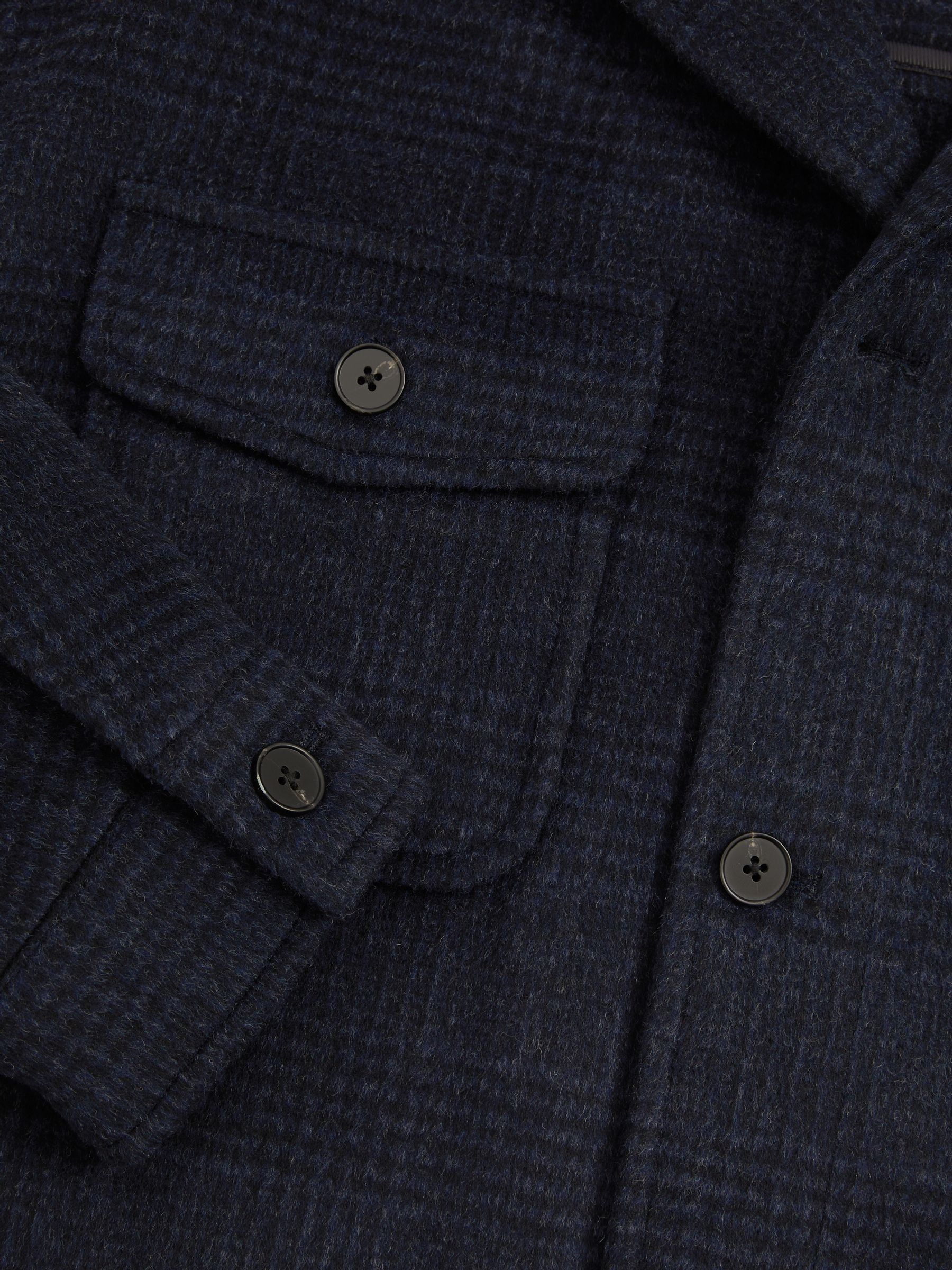 Wool-Blend Fleece Collar Overshirt in Navy - Image 6 of 6