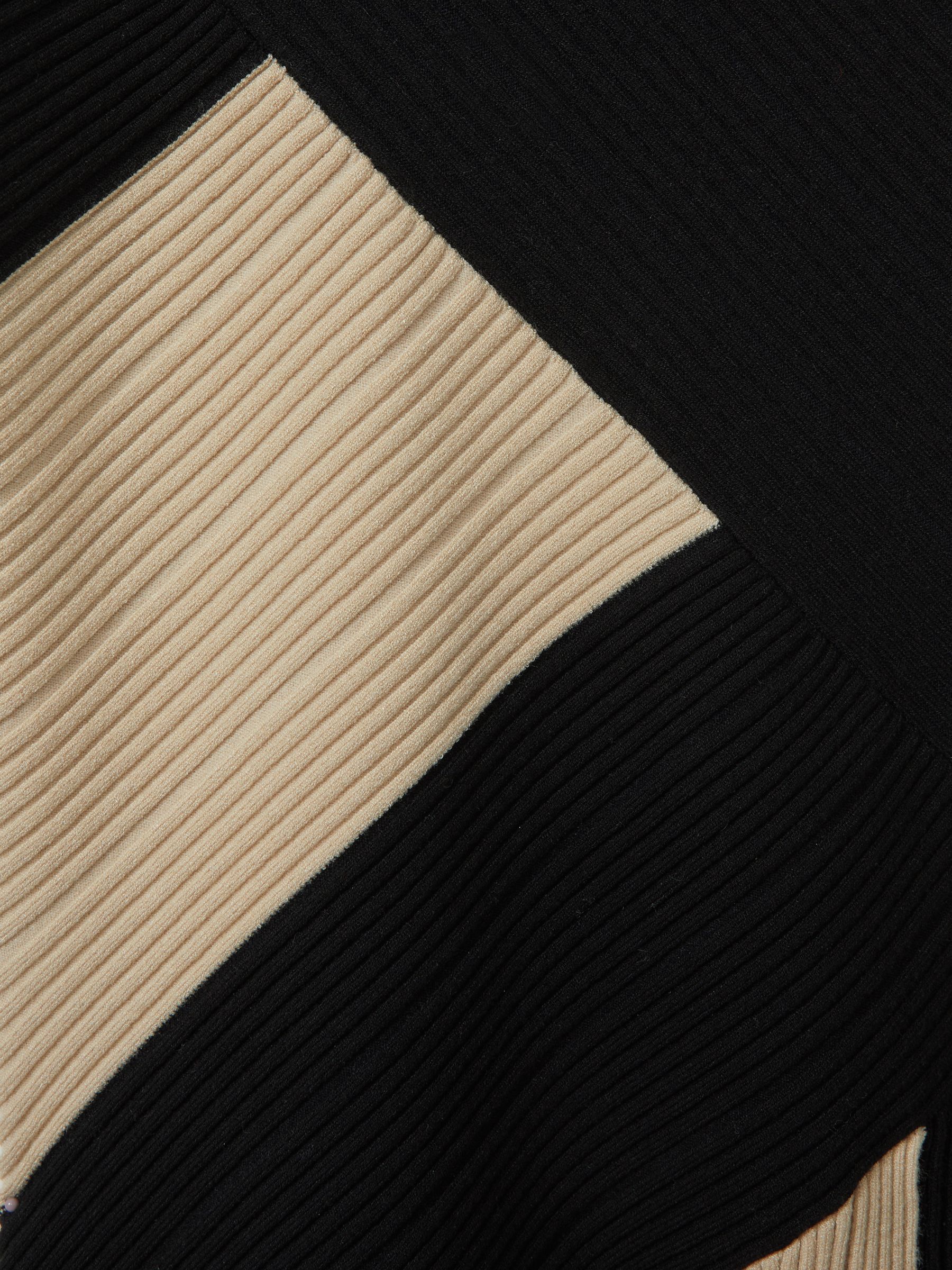 13-14 yrs Knitted Colourblock Asymmetric Dress in Black/Ecru - Image 4 of 4