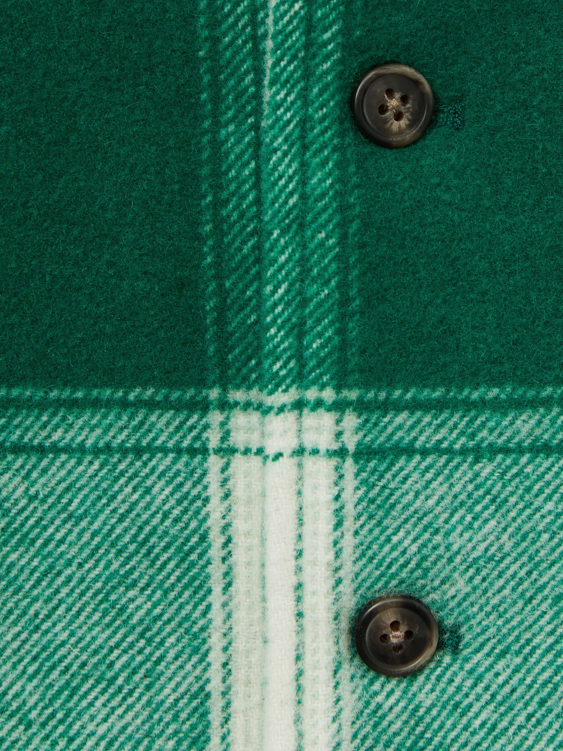 Wool-Blend Checked-Twill Overshirt in Green/Off White - Image 4 of 4