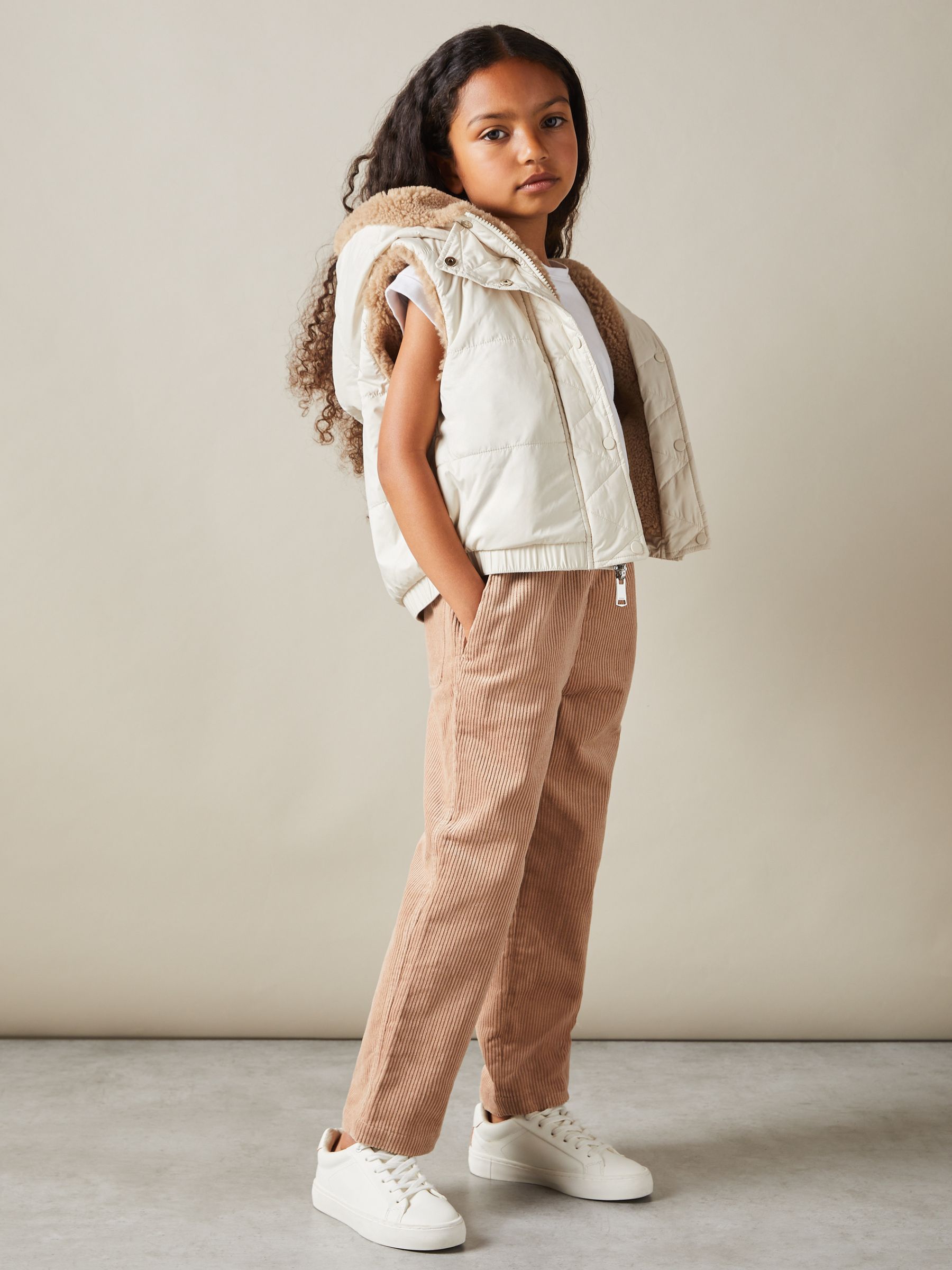 13-14 yrs Reversible Quilted Borg Gilet in Brown - Image 2 of 4
