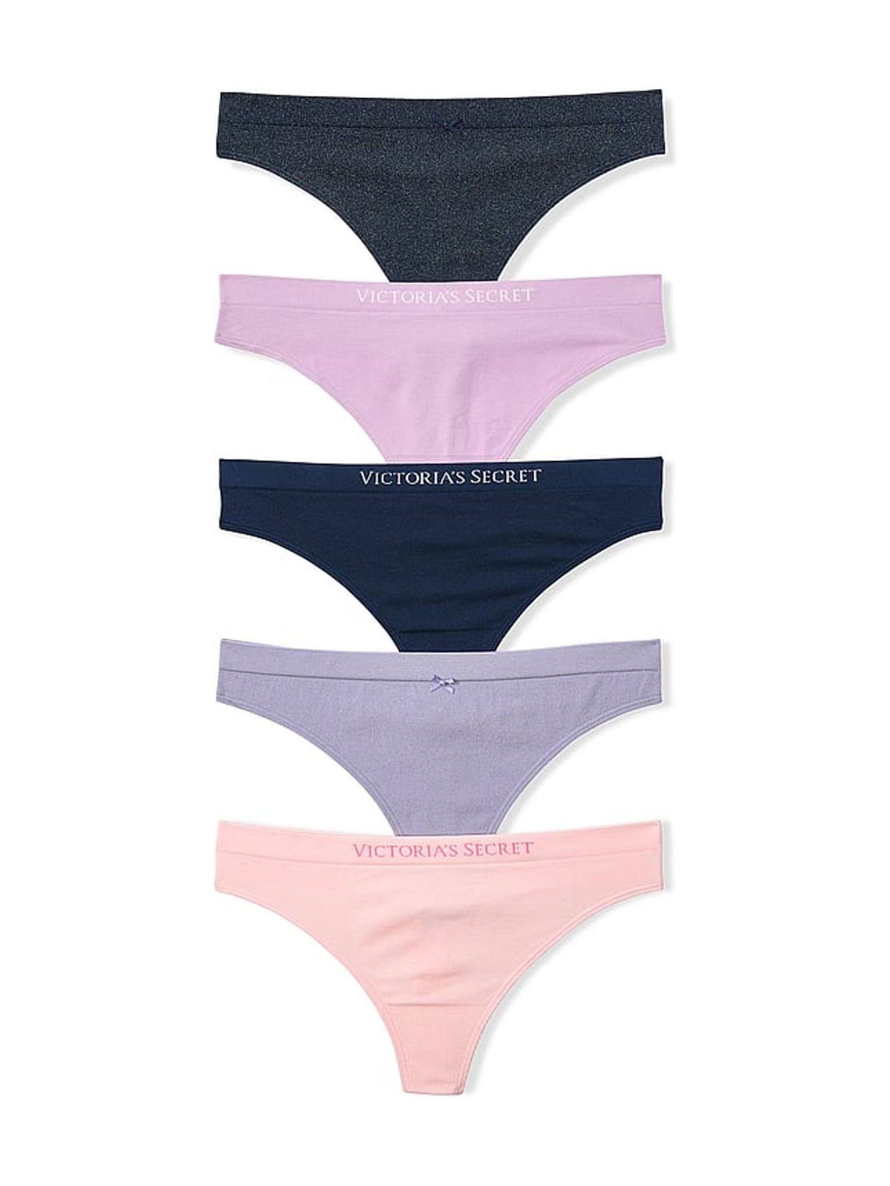 Blue/Purple/Pink Thong 5 Pack Knickers - Image 1 of 3