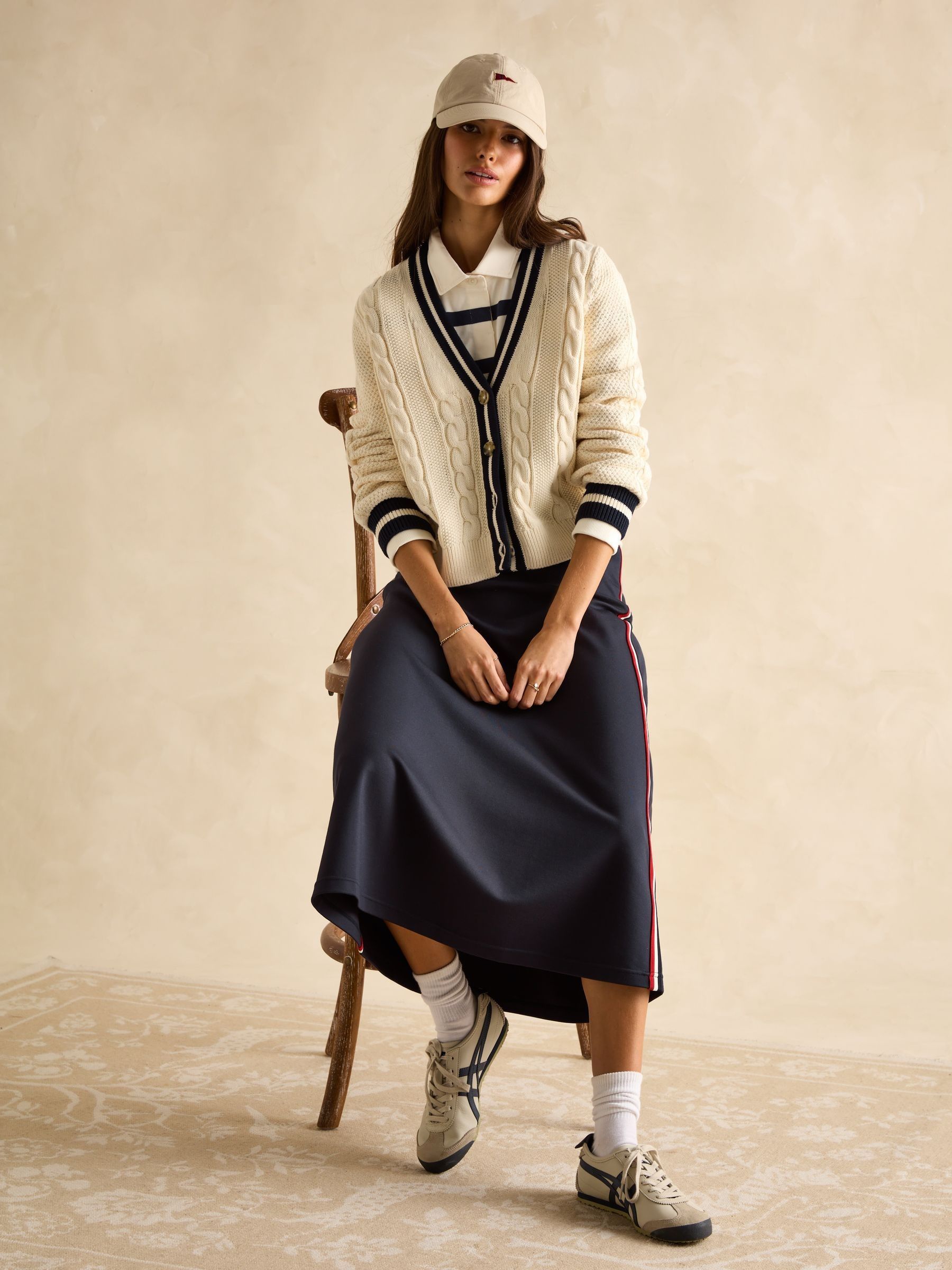 Centre Court Cream Cotton Cable Knit Cardigan - Image 3 of 8