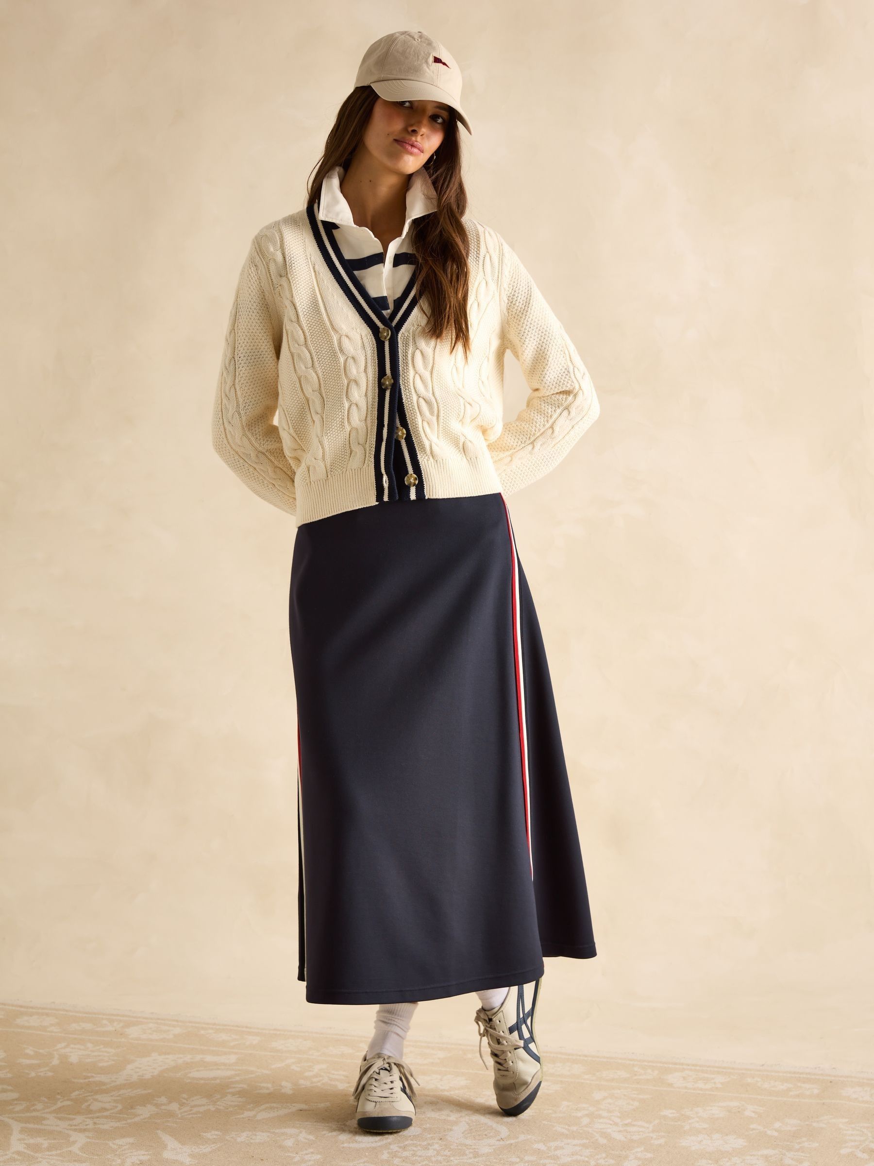 Centre Court Cream Cotton Cable Knit Cardigan - Image 5 of 8