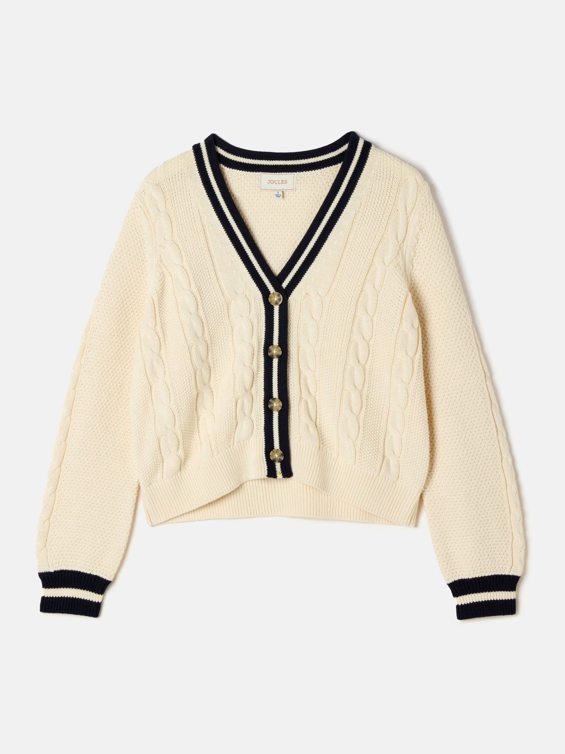 Centre Court Cream Cotton Cable Knit Cardigan - Image 8 of 8