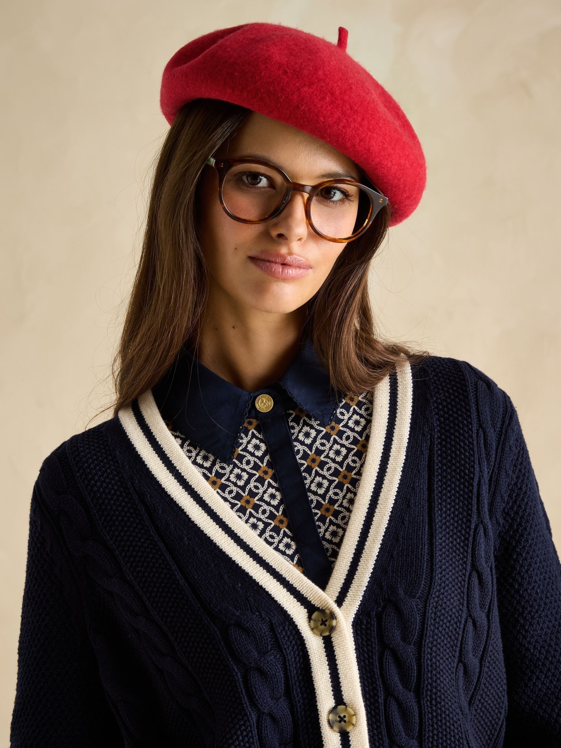 Centre Court Navy Cotton Cable Knit Cardigan - Image 4 of 7