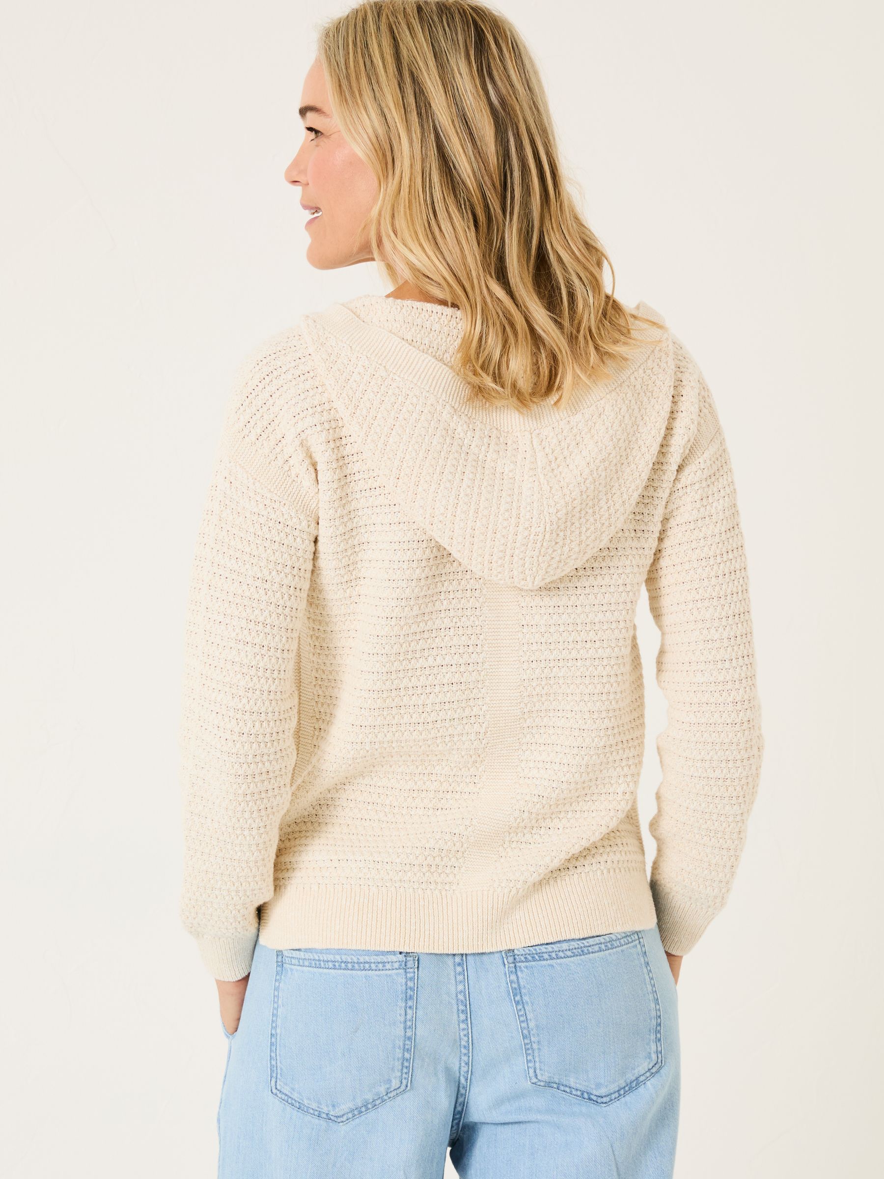 Sutton Light Natural Textured Knitted Hoodie - Image 2 of 6