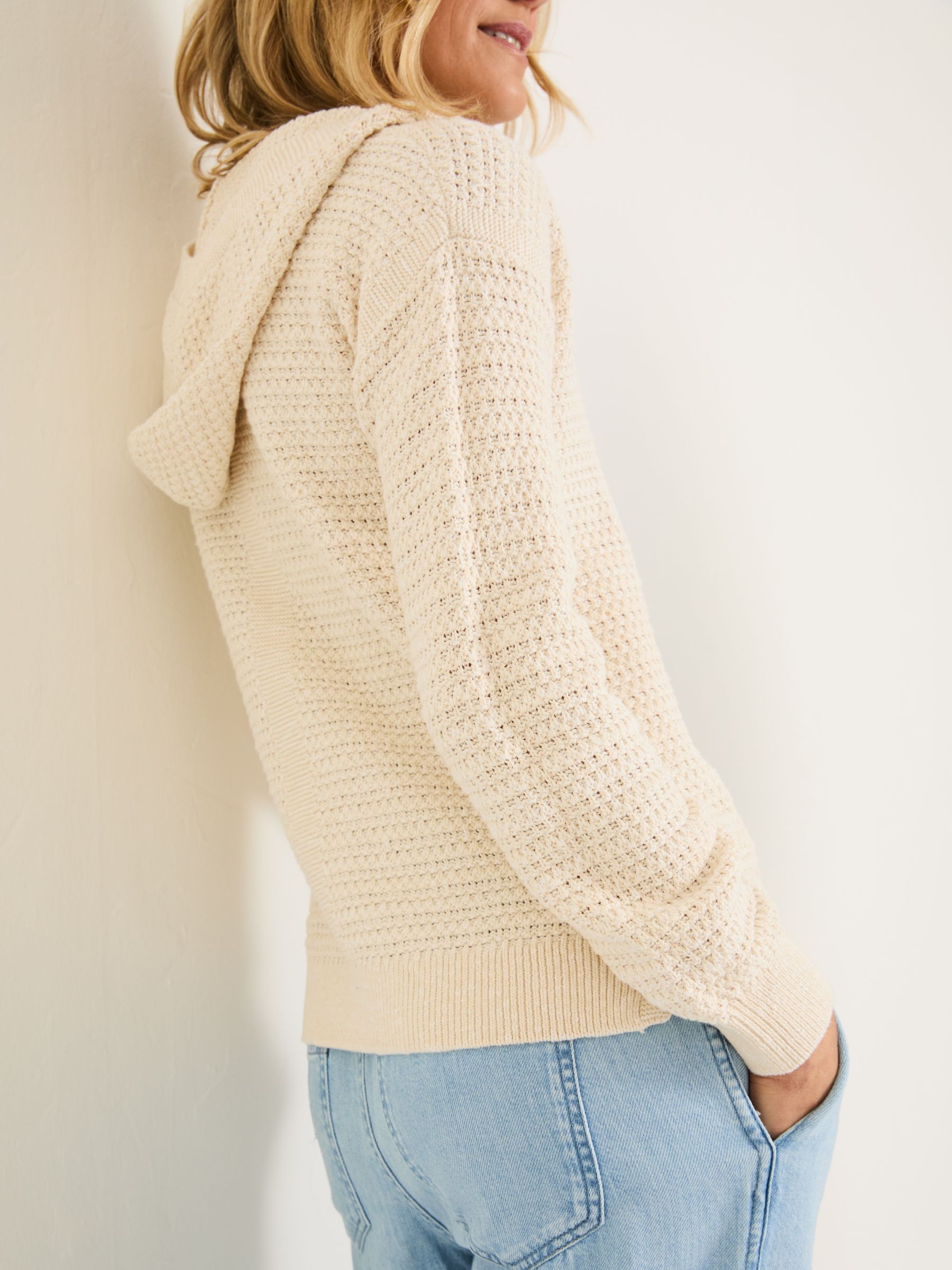 Sutton Light Natural Textured Knitted Hoodie - Image 4 of 6