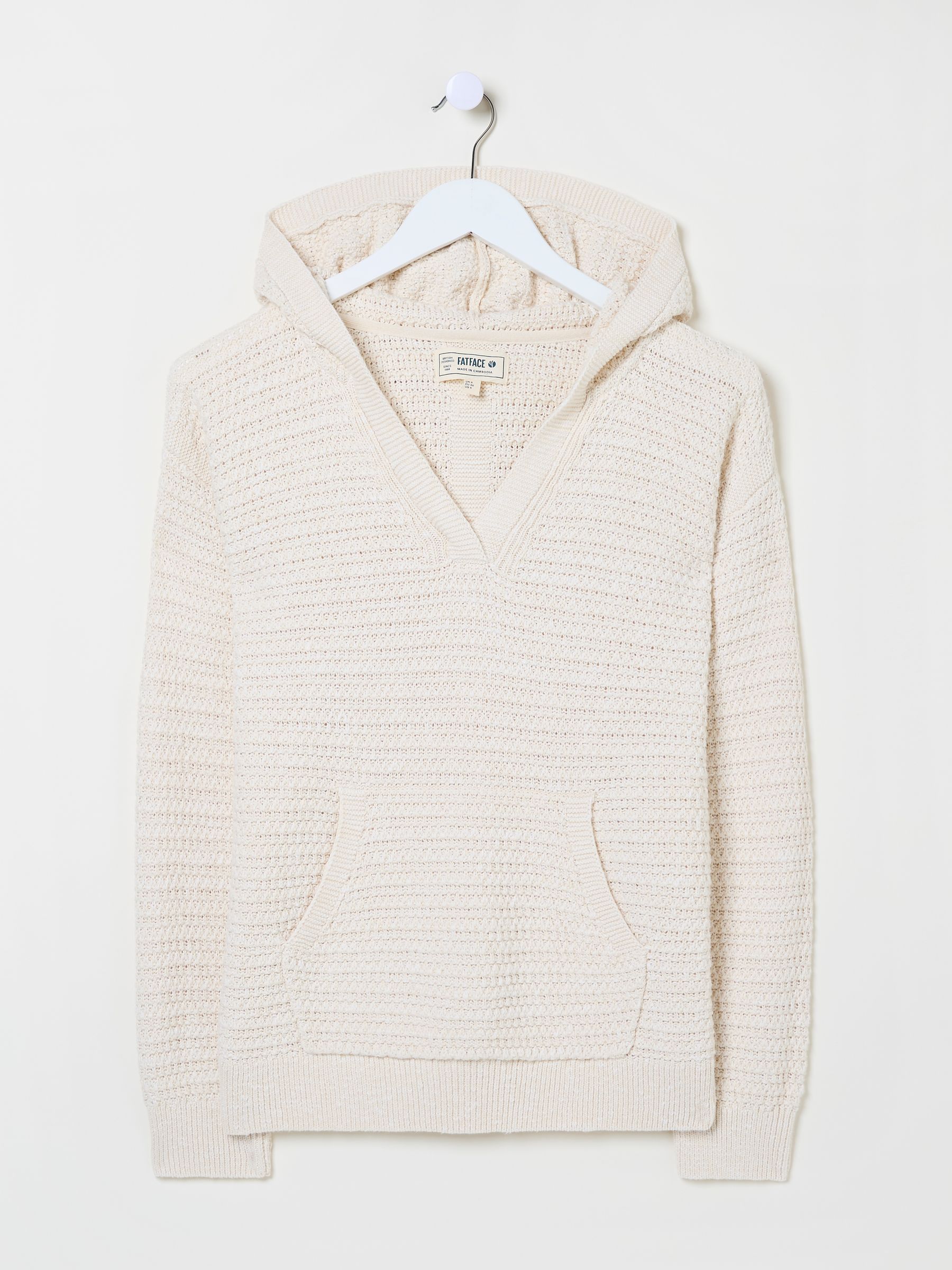 Sutton Light Natural Textured Knitted Hoodie - Image 6 of 6