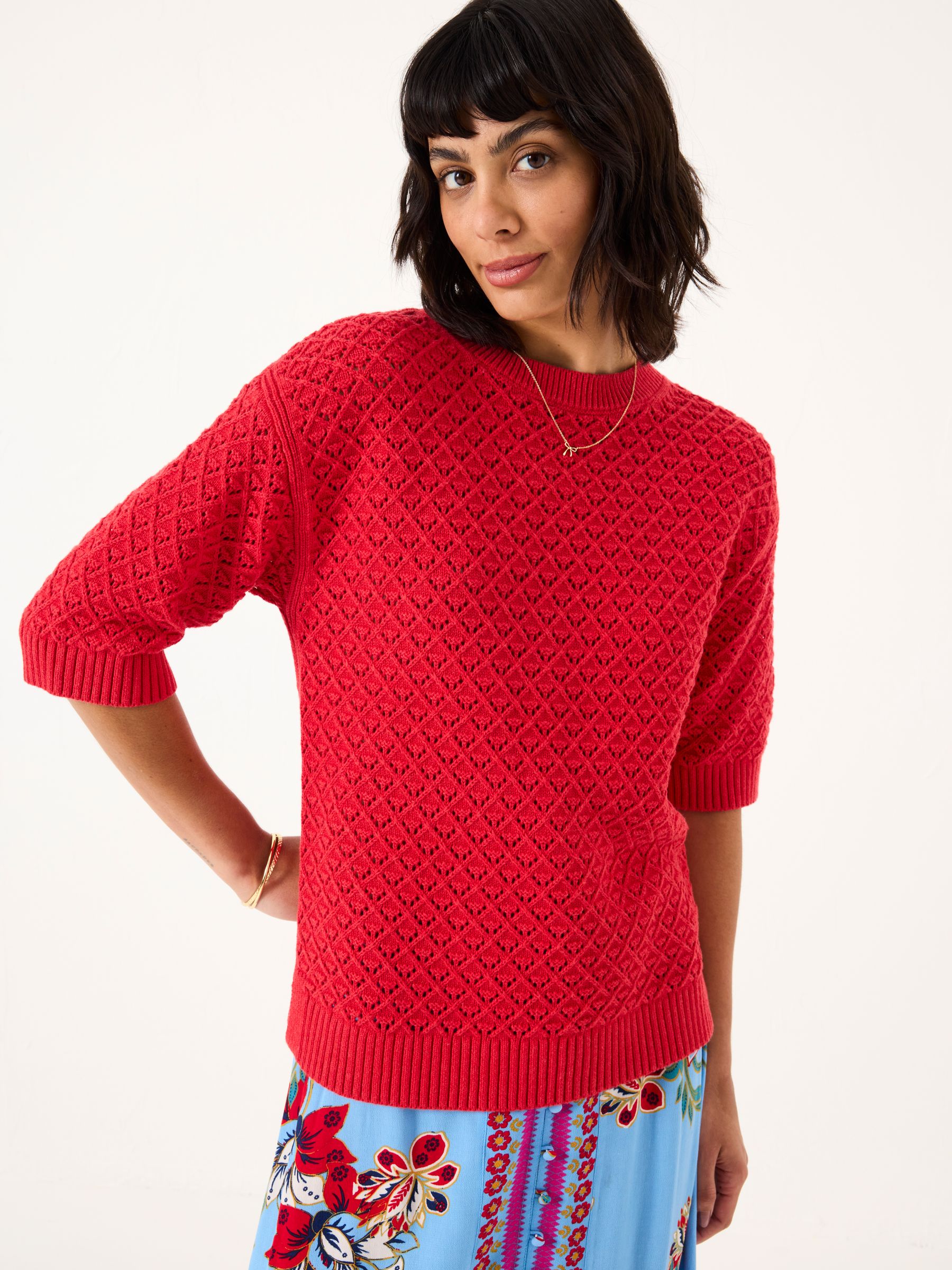 Maysie Red Knitted T-Shirt - Image 1 of 6