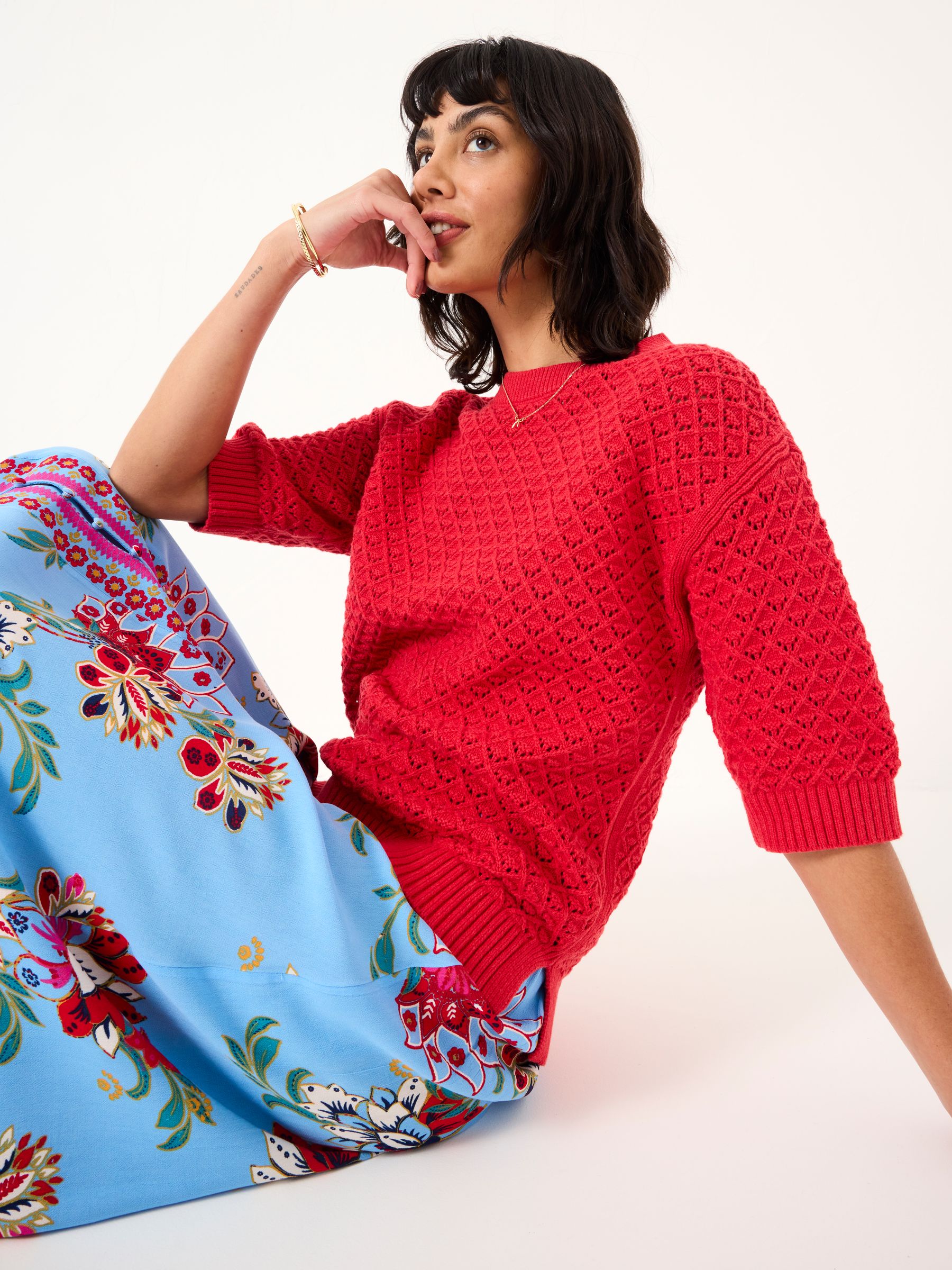 Maysie Red Knitted T-Shirt - Image 4 of 6