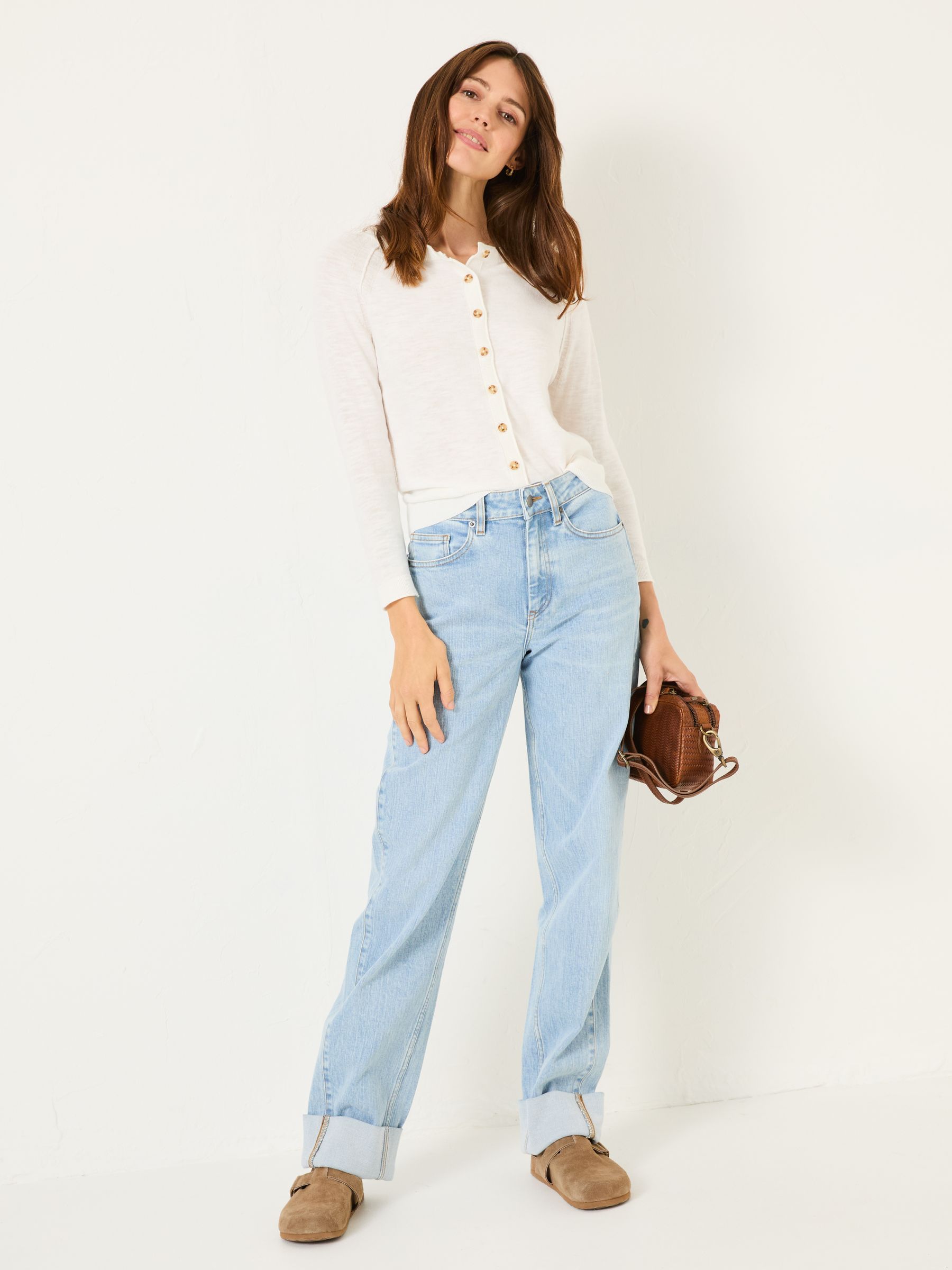 Rose White Crew Neck Cardigan - Image 3 of 6