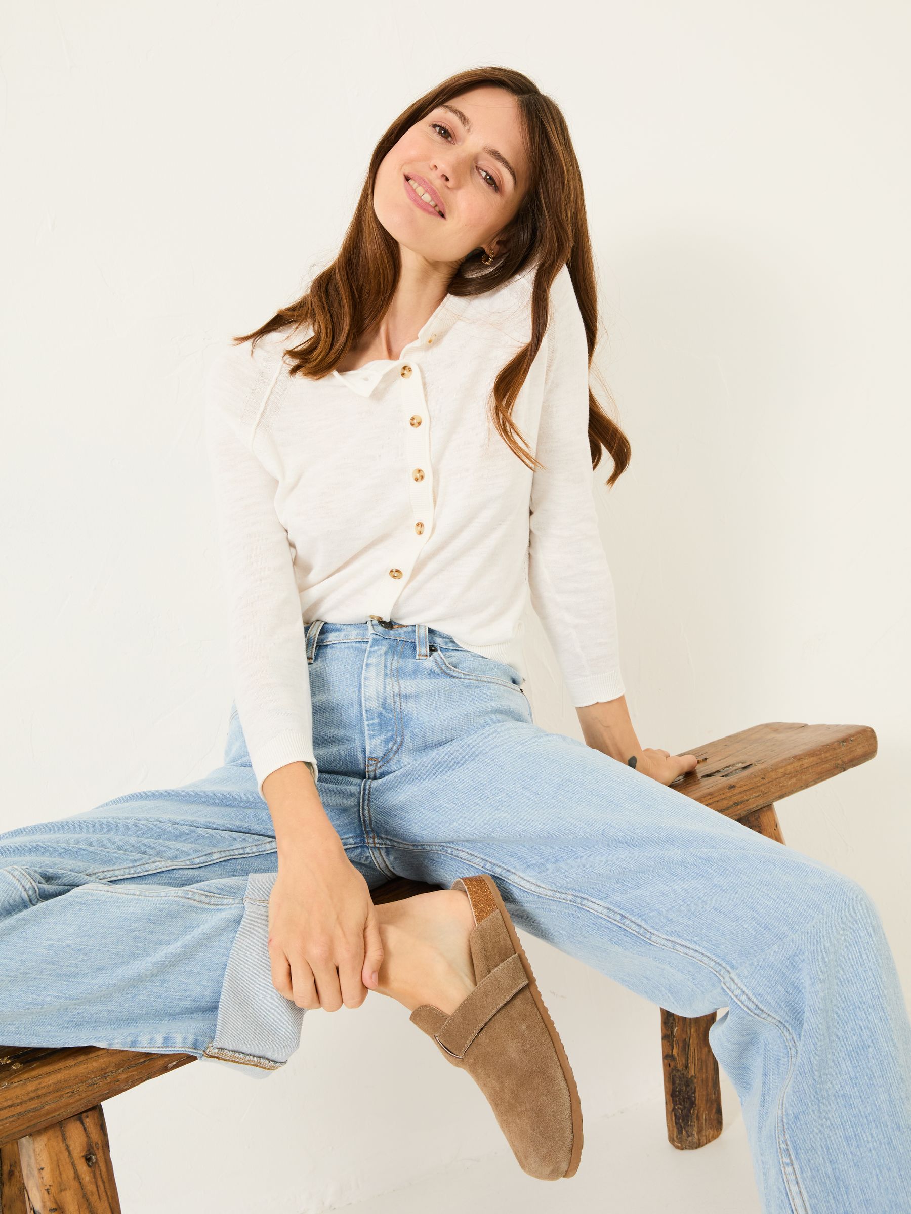 Rose White Crew Neck Cardigan - Image 5 of 10