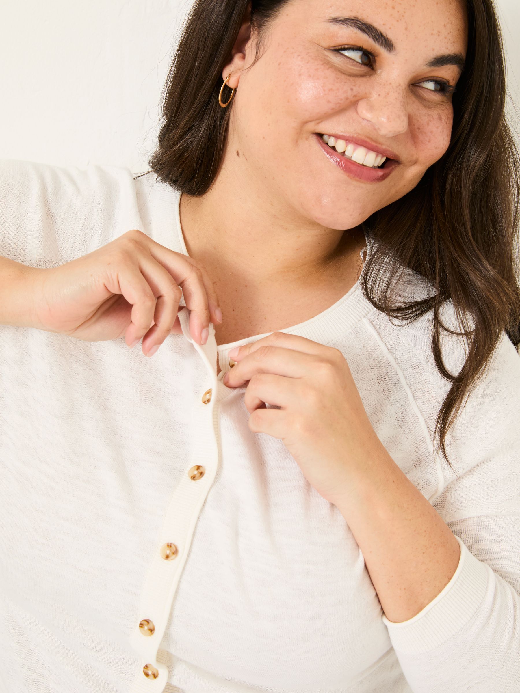 Rose White Crew Neck Cardigan - Image 9 of 10