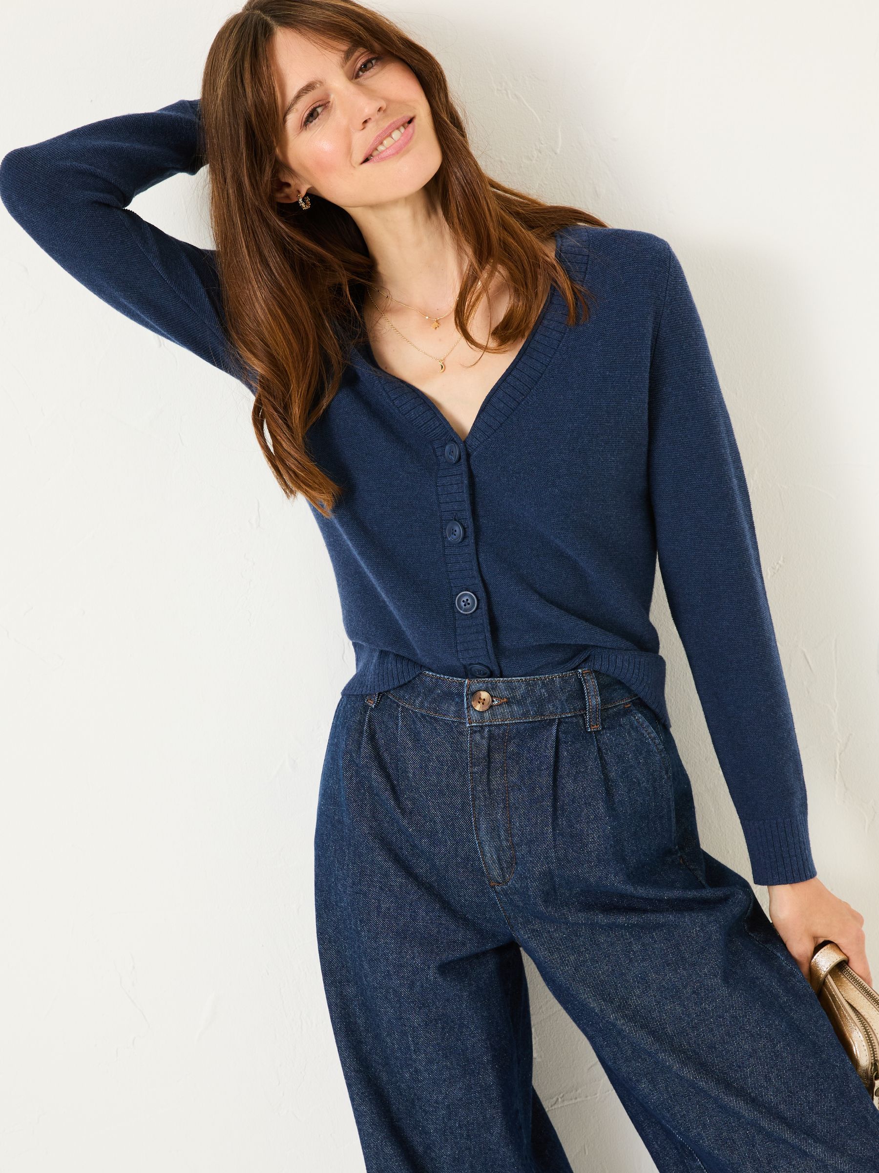 Lucia Navy V-Neck Knitted Cardigan - Image 2 of 6