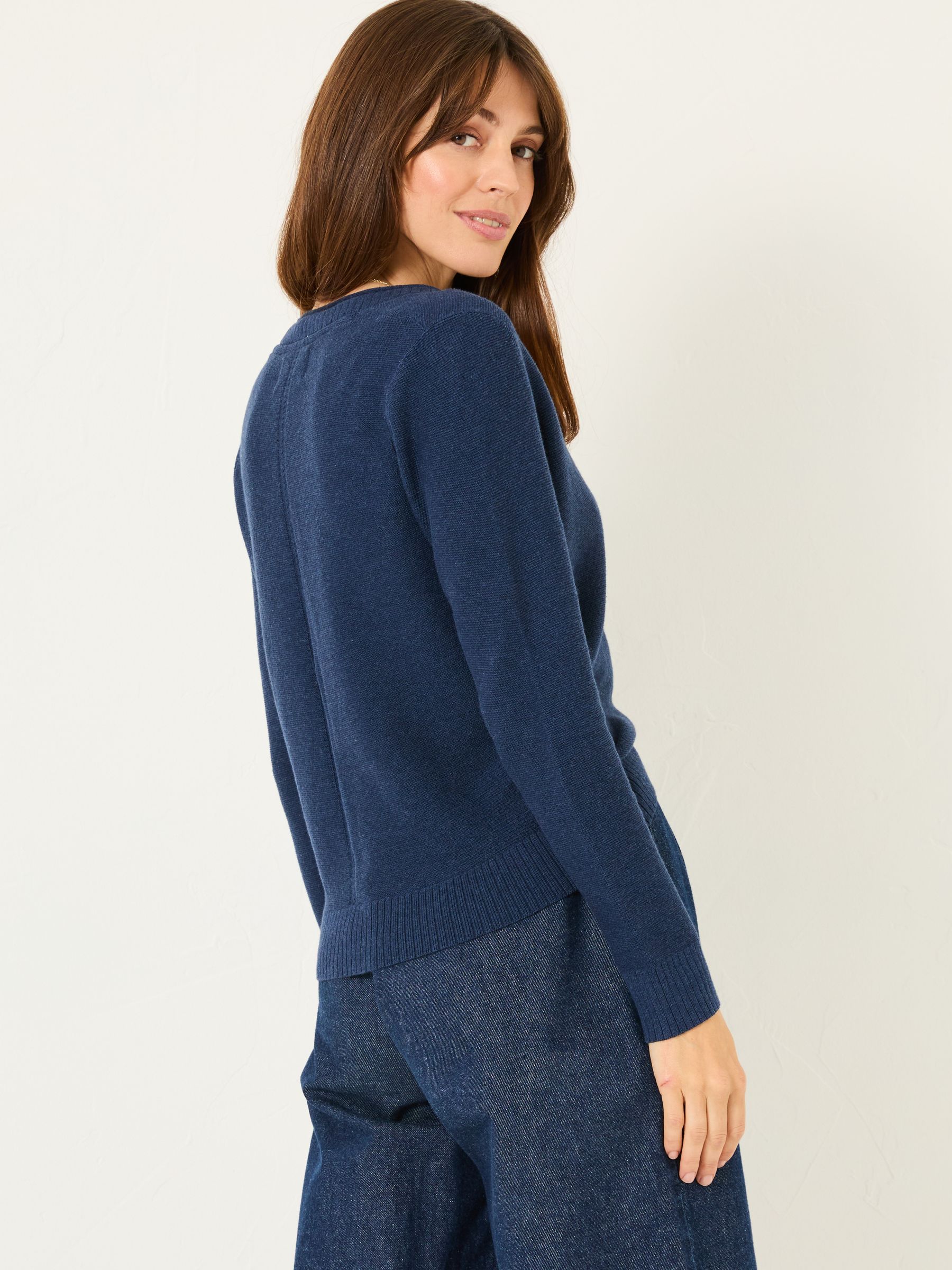 Lucia Navy V-Neck Knitted Cardigan - Image 3 of 6