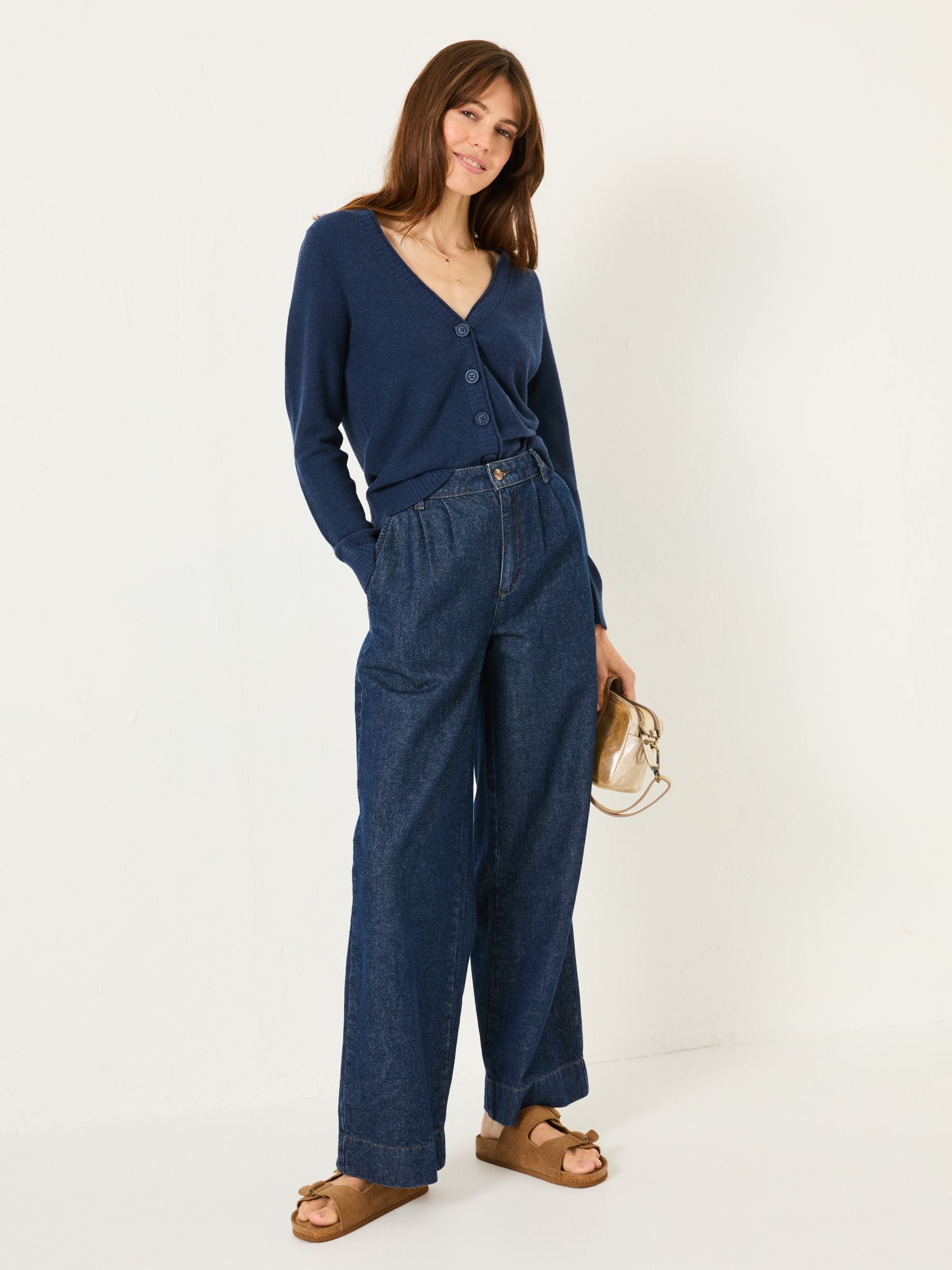 Lucia Navy V-Neck Knitted Cardigan - Image 4 of 6