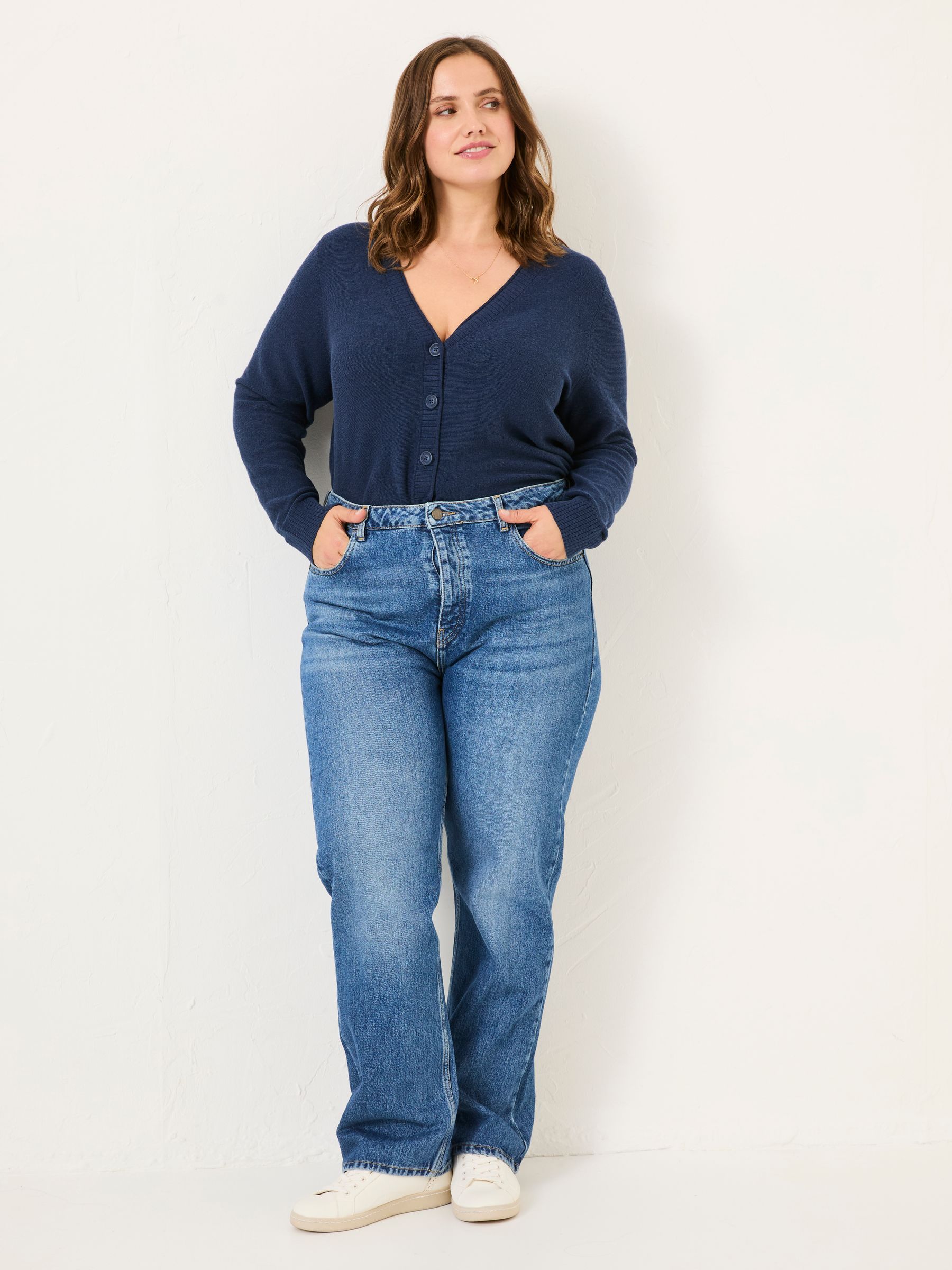 Lucia Navy V-Neck Knitted Cardigan - Image 8 of 9