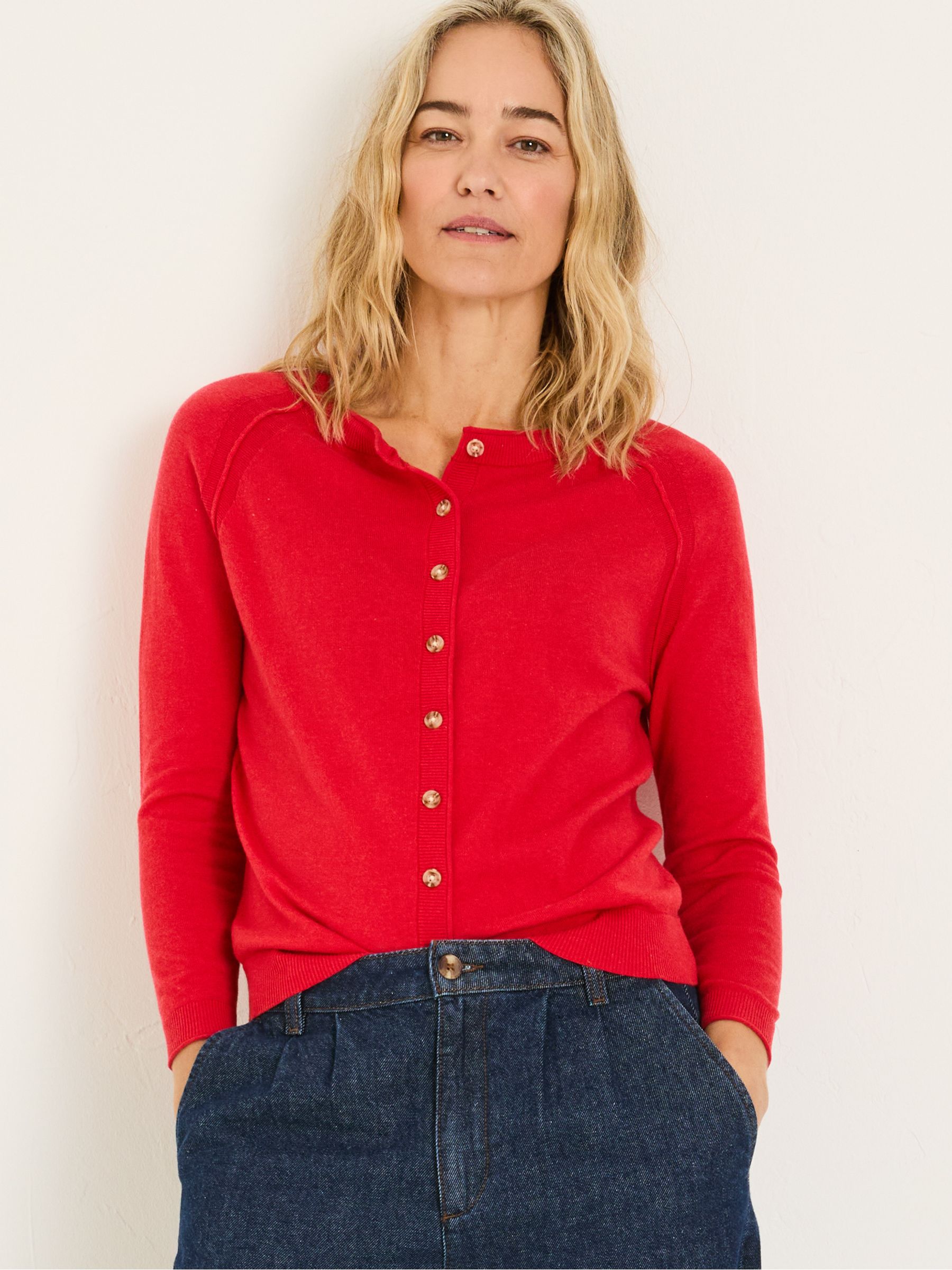 Rose Red Crew Neck Cardigan - Image 1 of 5