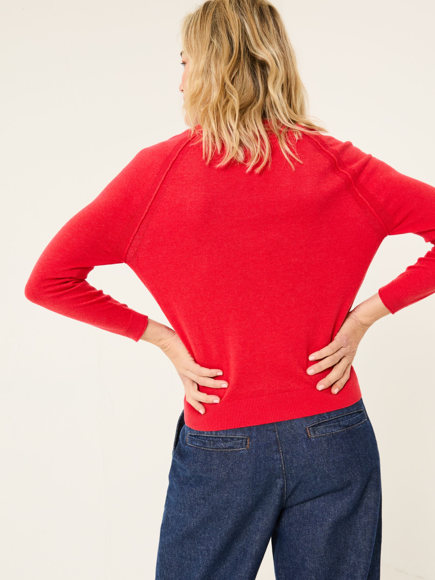 Rose Red Crew Neck Cardigan - Image 2 of 5