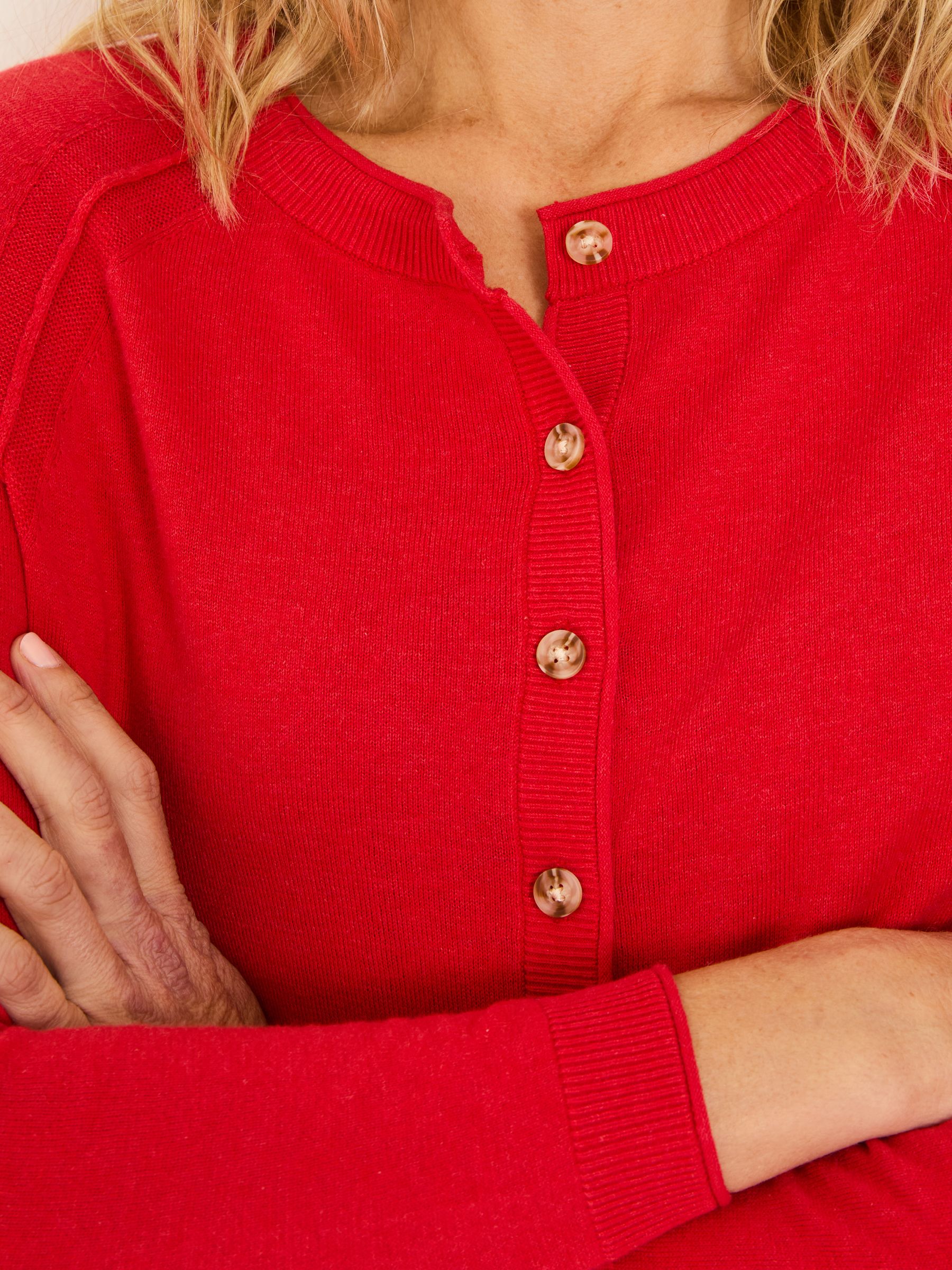 Rose Red Crew Neck Cardigan - Image 4 of 5