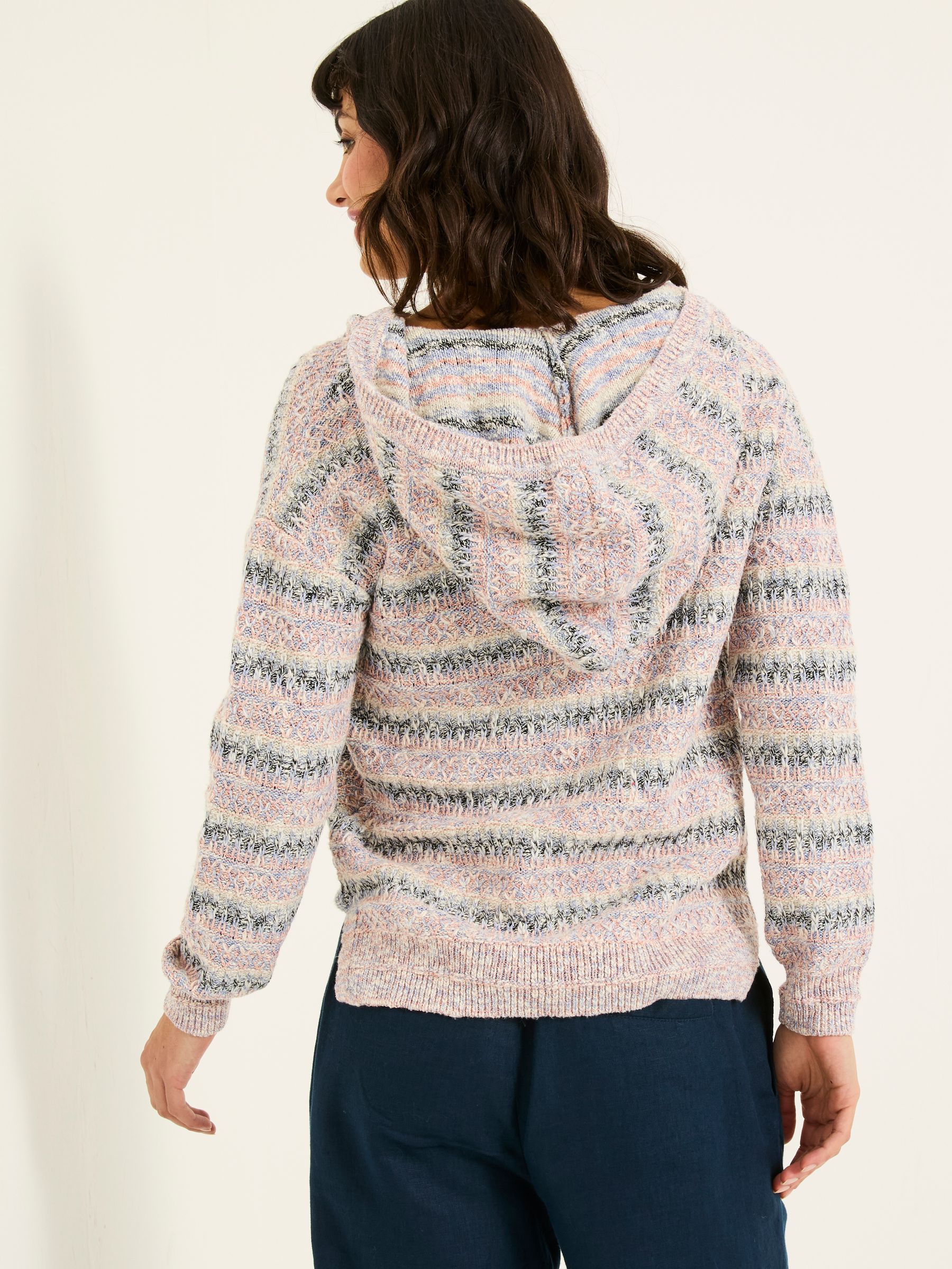 Pink Uma Knitted Textured Hoodie - Image 2 of 5