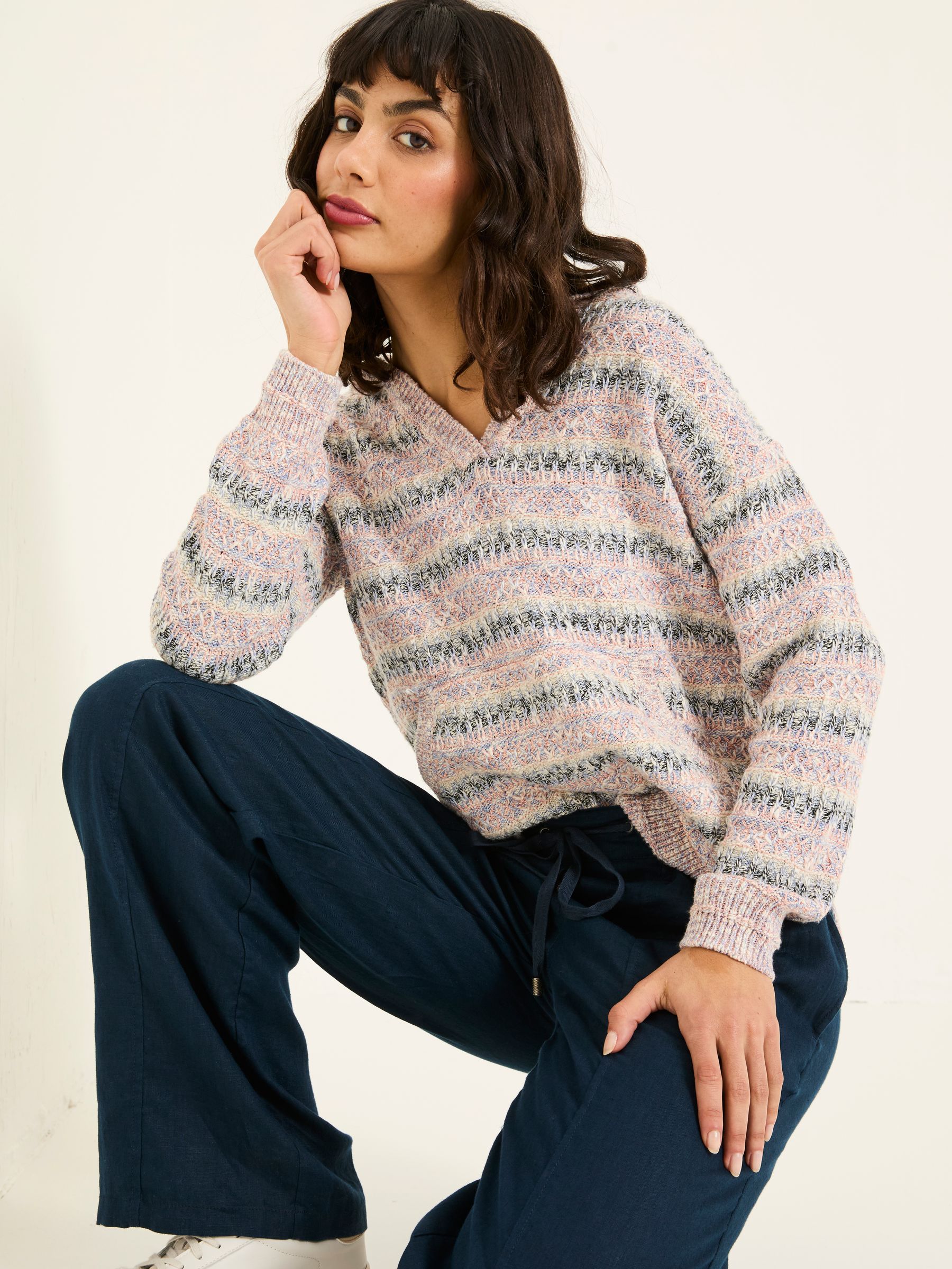 Pink Uma Knitted Textured Hoodie - Image 3 of 5