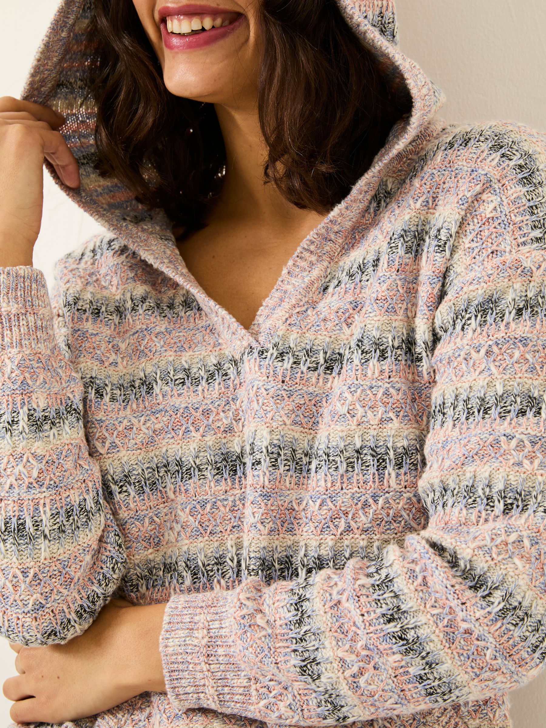 Pink Uma Knitted Textured Hoodie - Image 4 of 5
