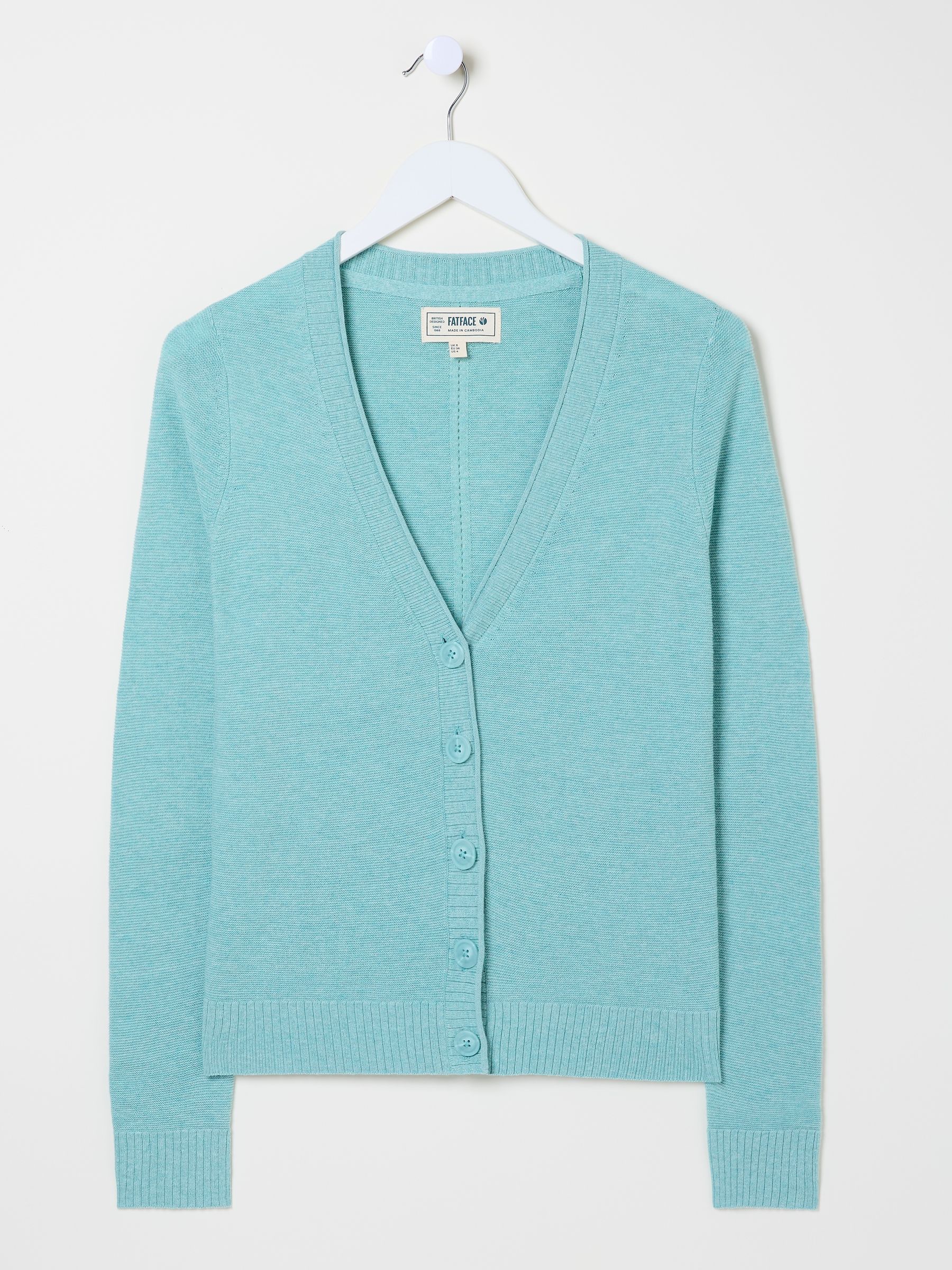 Lucia Light Teal V-Neck Knitted Cardigan - Image 11 of 11