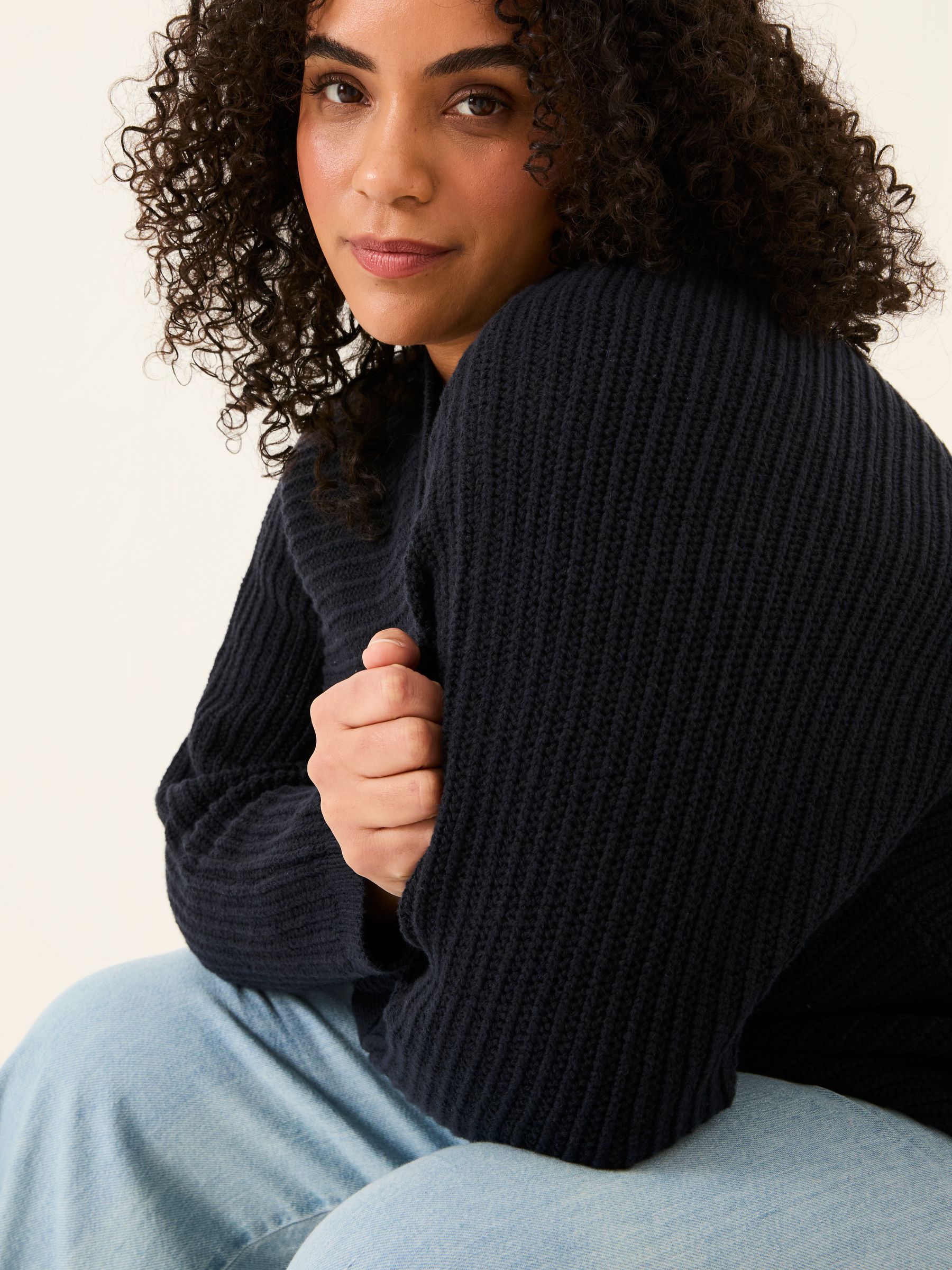 Kya Navy Knitted Kimono Cardigan - Image 4 of 6