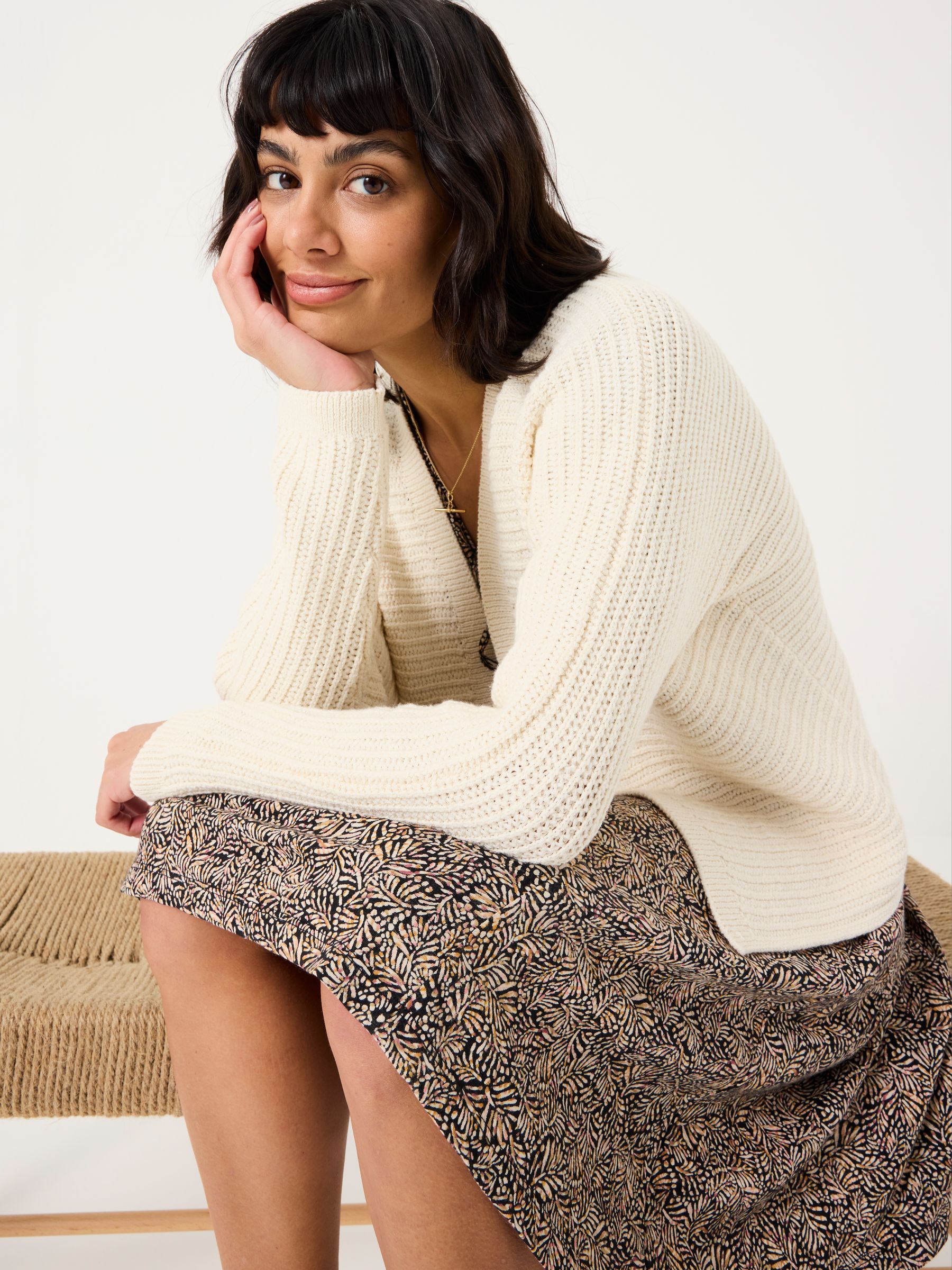 Kya Ivory Knitted Kimono Cardigan - Image 3 of 5