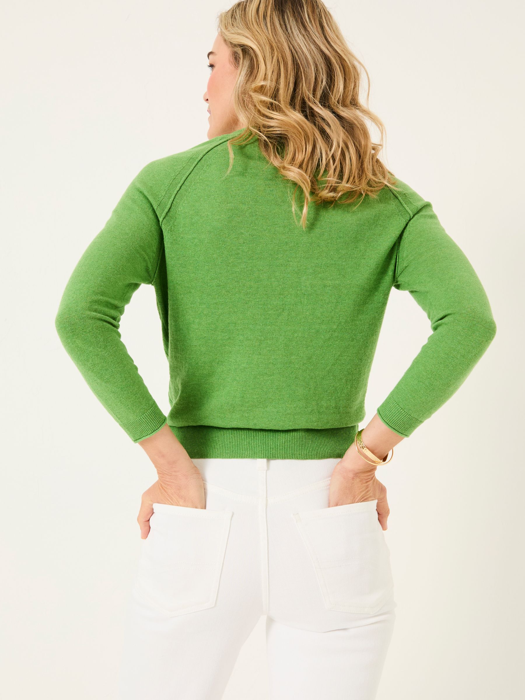 Rose Green Crew Neck Cardigan - Image 2 of 5