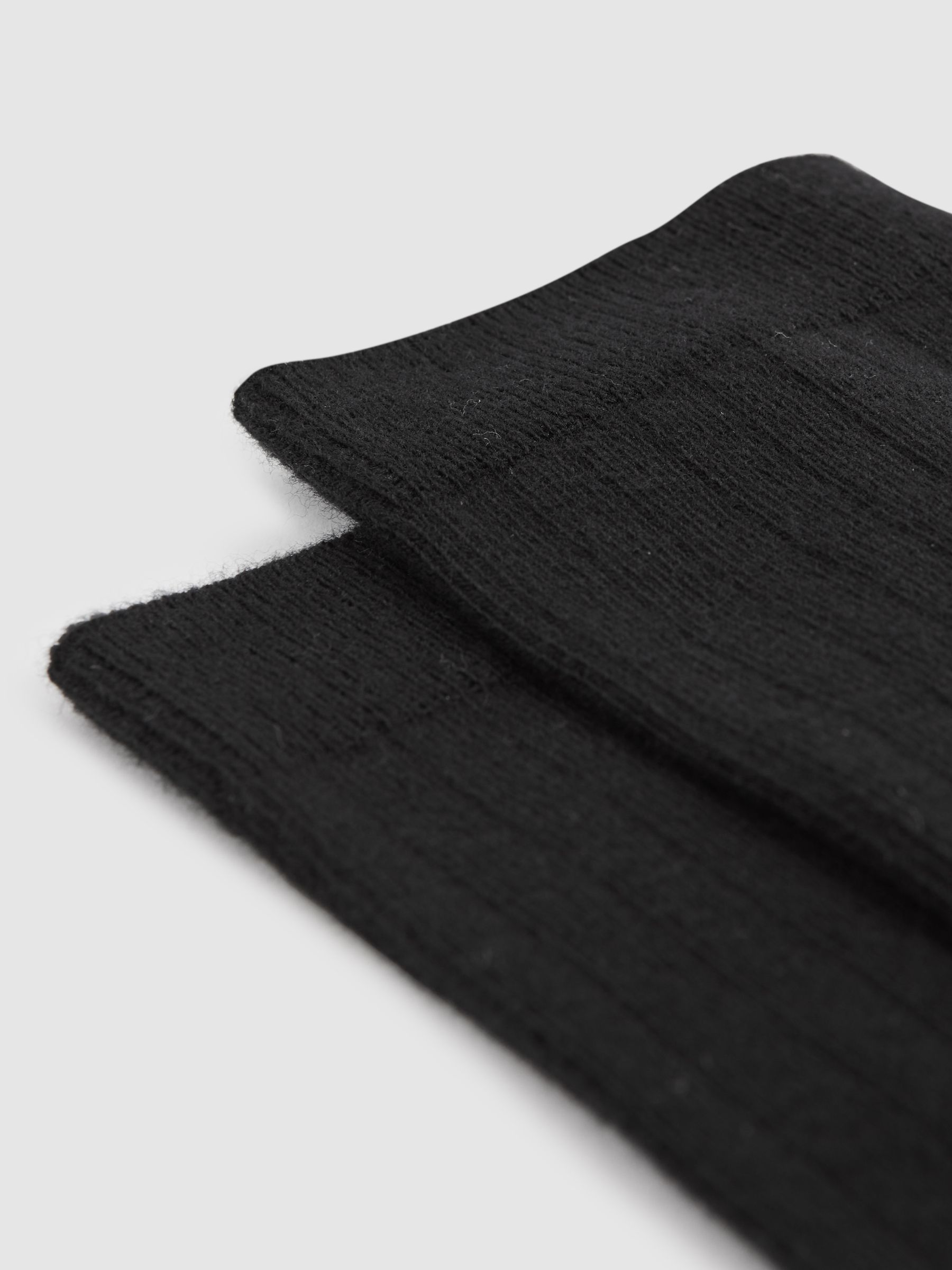Cotton Blend Ribbed Loafer Socks in Black - Image 2 of 3